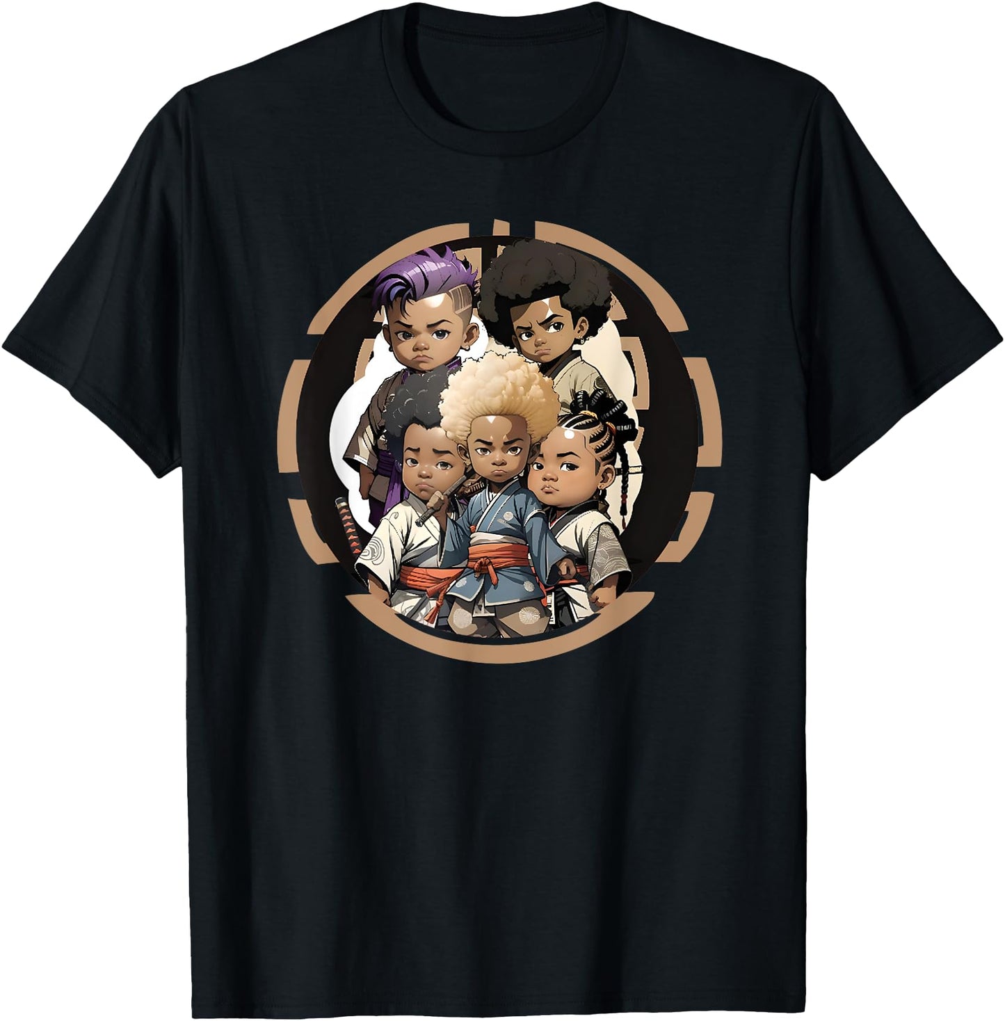 Samurai Boy Girl Anime Afro Japanese Retro Style