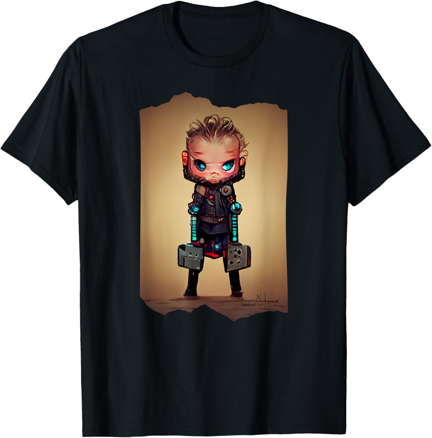 Cute Cyberpunk Thor Chibi Futuristic Viking God Mythology