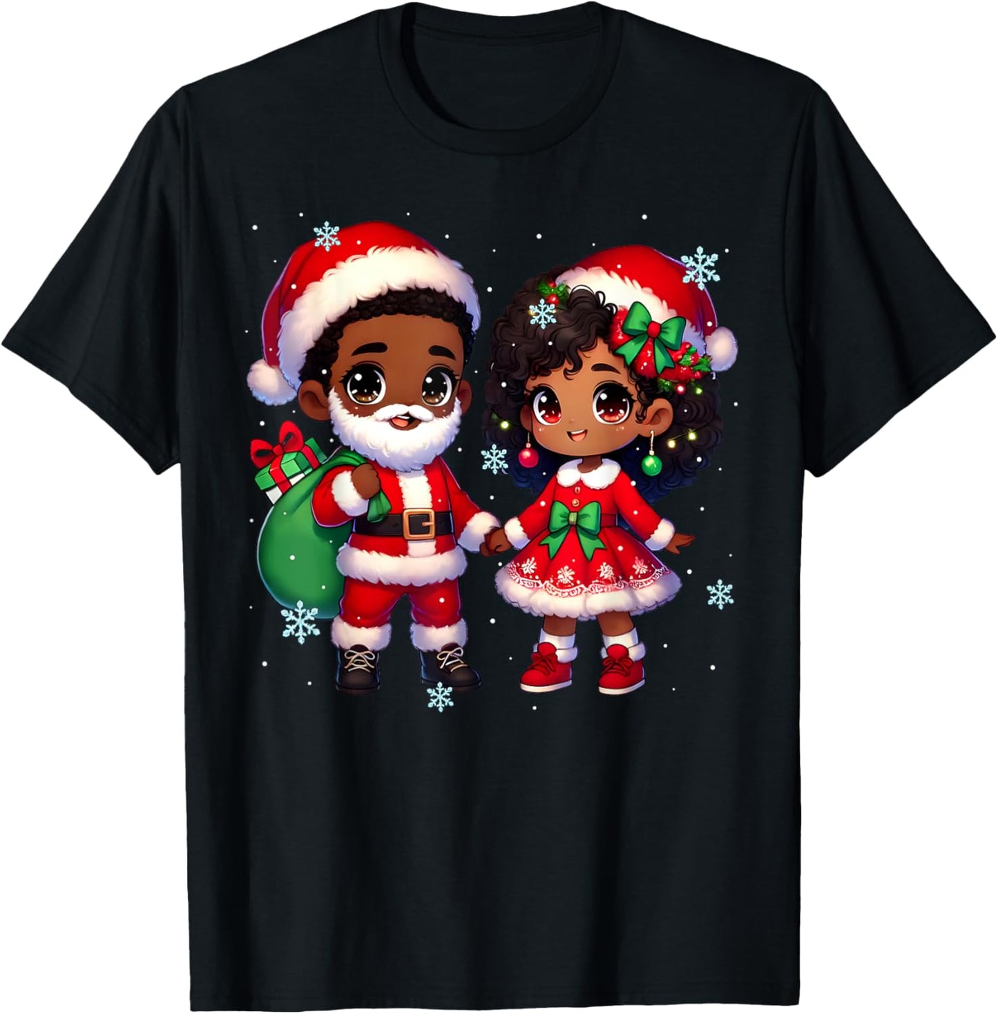 African American Santa Mrs Clause Chibi Melanin Christmas