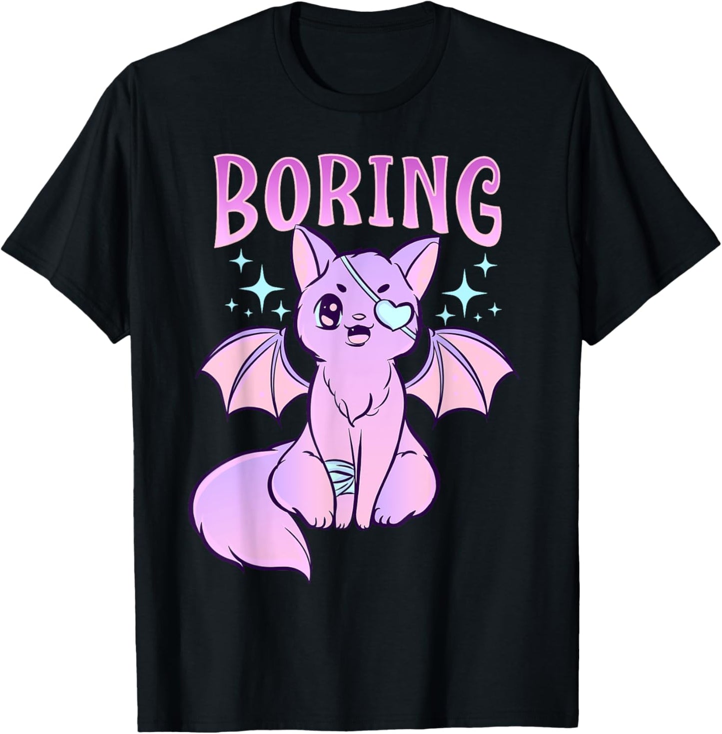 Kawaii Pastel Goth Cute Creepy Bat Cat Anime Theme T-Shirt for Men Women Girls Kids