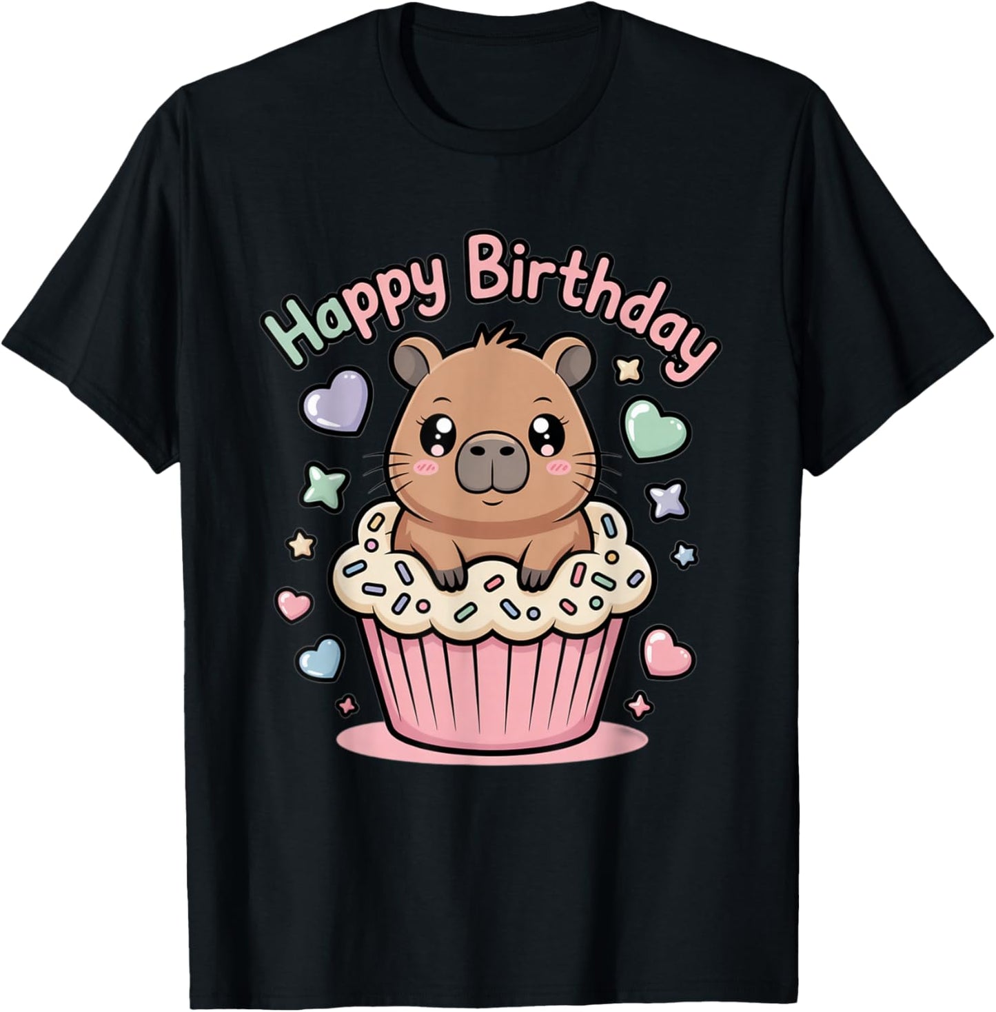 Happy Birthday Capybara Kawaii Cupcake Chibi Pastel Fun