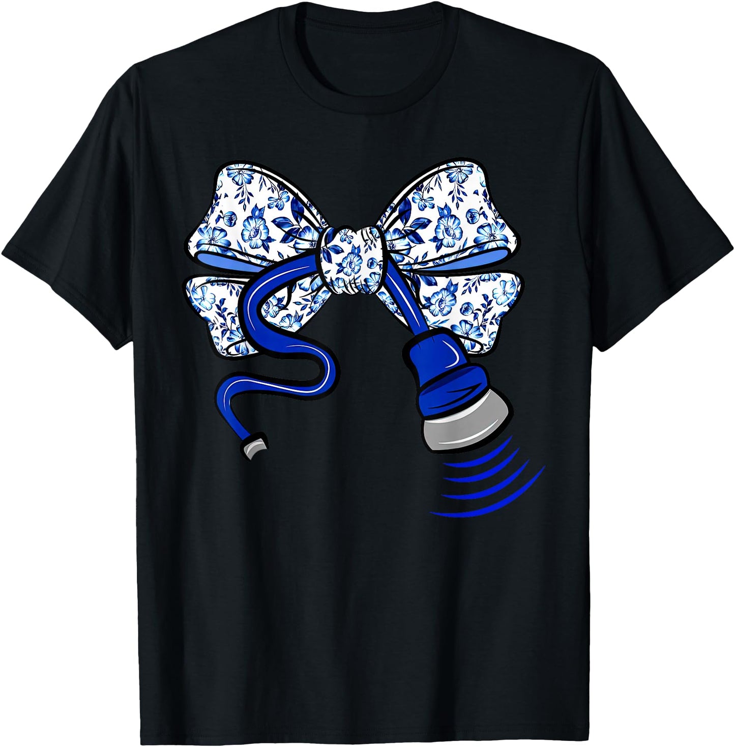 Blue Floral Coquette Bow Ultrasound Nurse Sonographer OBGYN