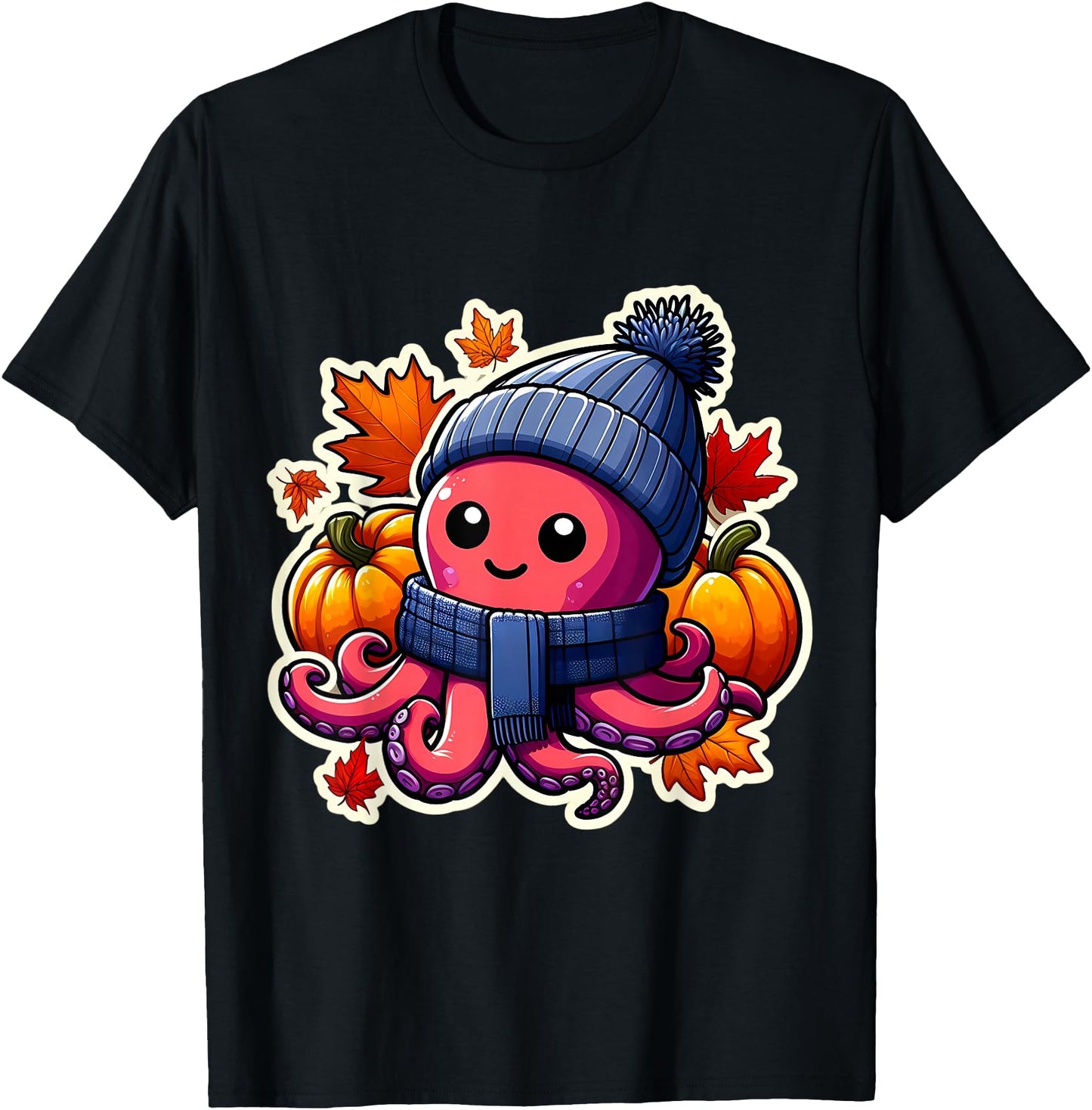 Autumn Fall Octopus Lover Thanksgiving Pumpkin Leaves Cute