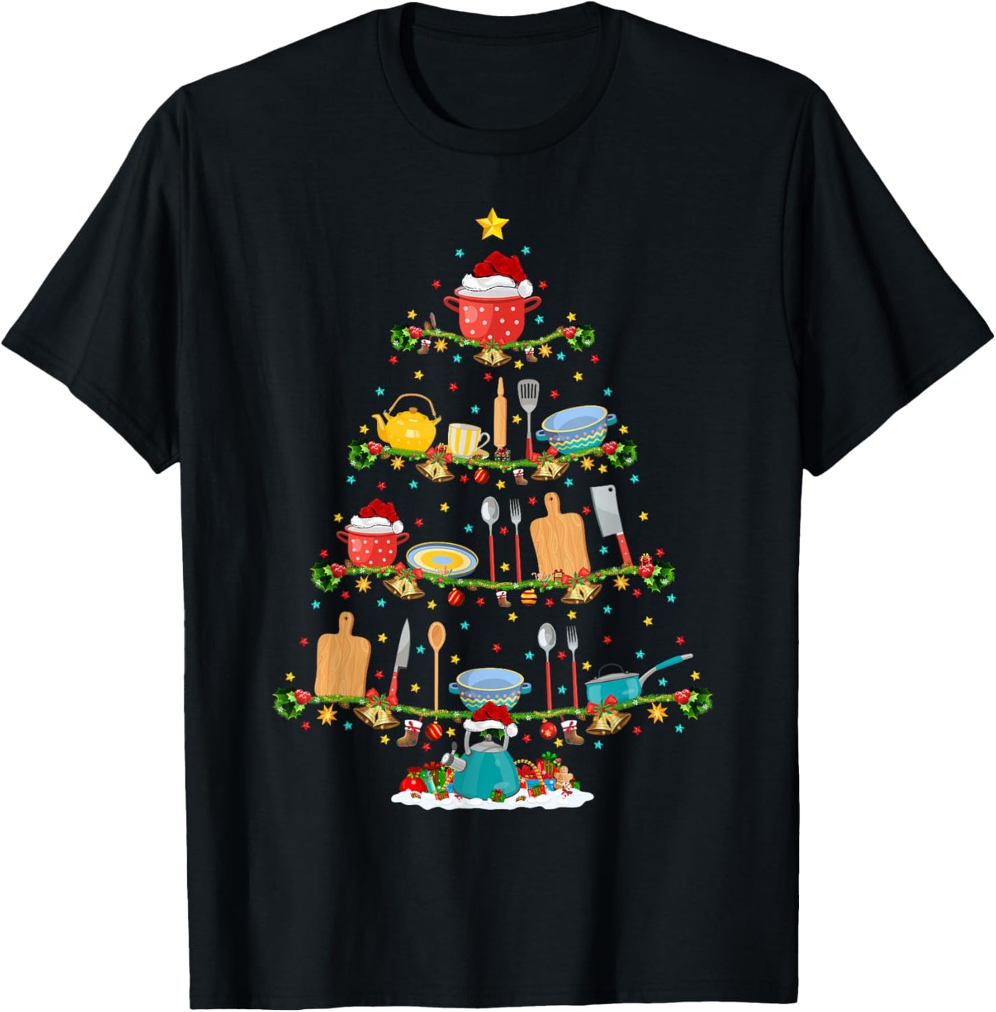 Cooking Lover Lights Xmas Santa Cooking Christmas Tree