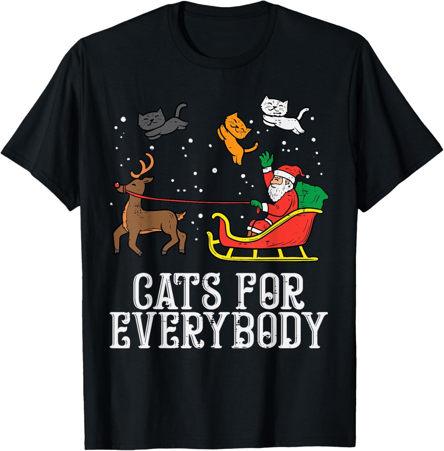Cats For Everybody Christmas Cat Funny Xmas Women Santa T-Shirt