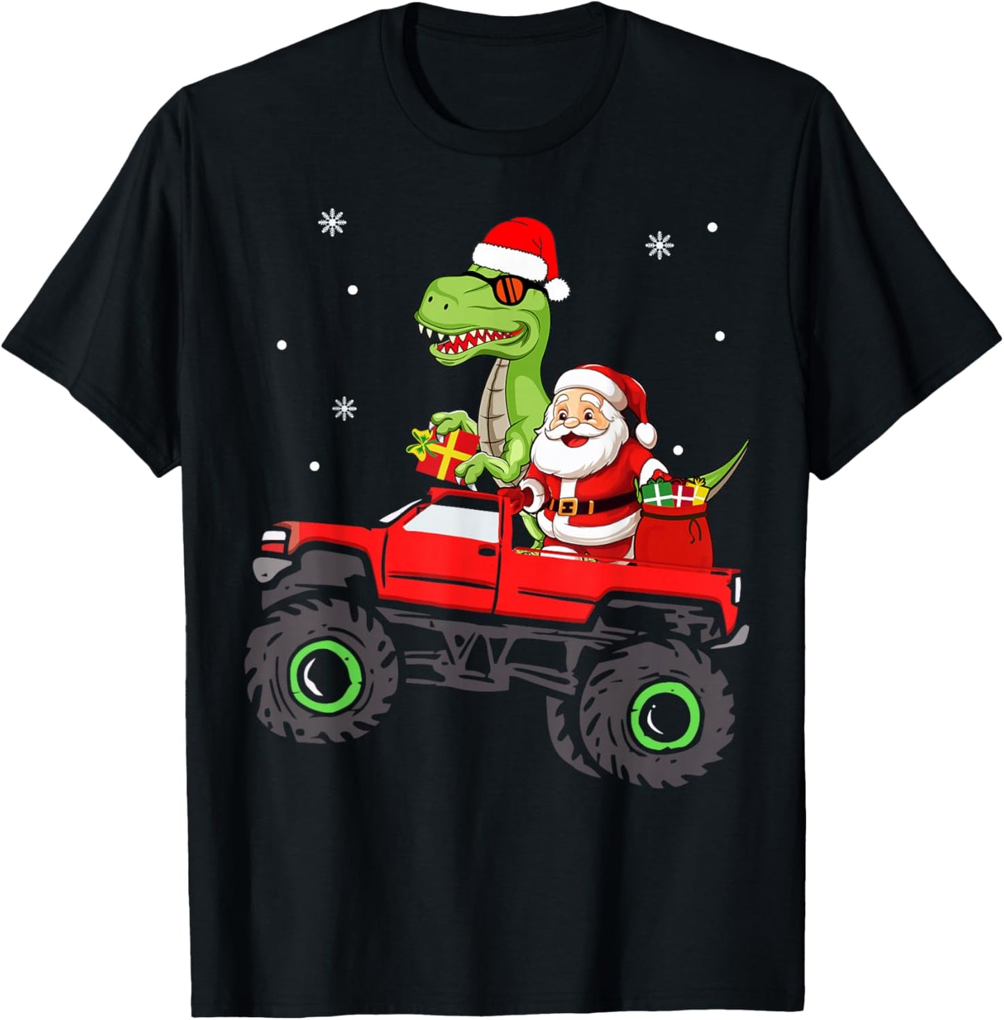 Christmas Family Matching santa truck dinosaur boys kids T-Shirt