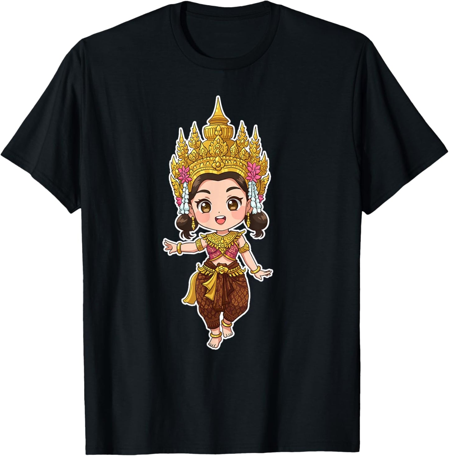 Adorable Khmer Apsara Cambodian Chibi Cartoon Girl