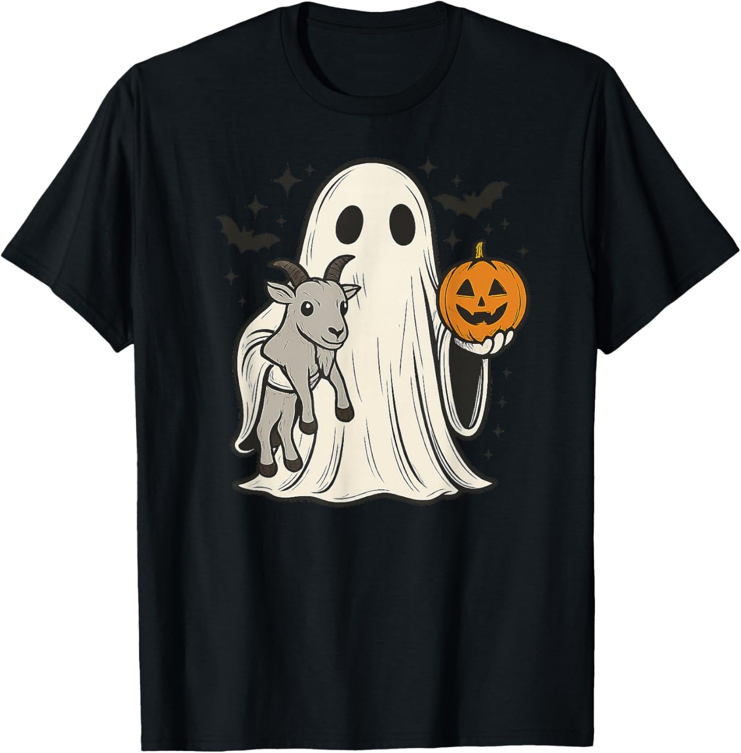 Funny Ghost Holding Goat Halloween Pumpkin