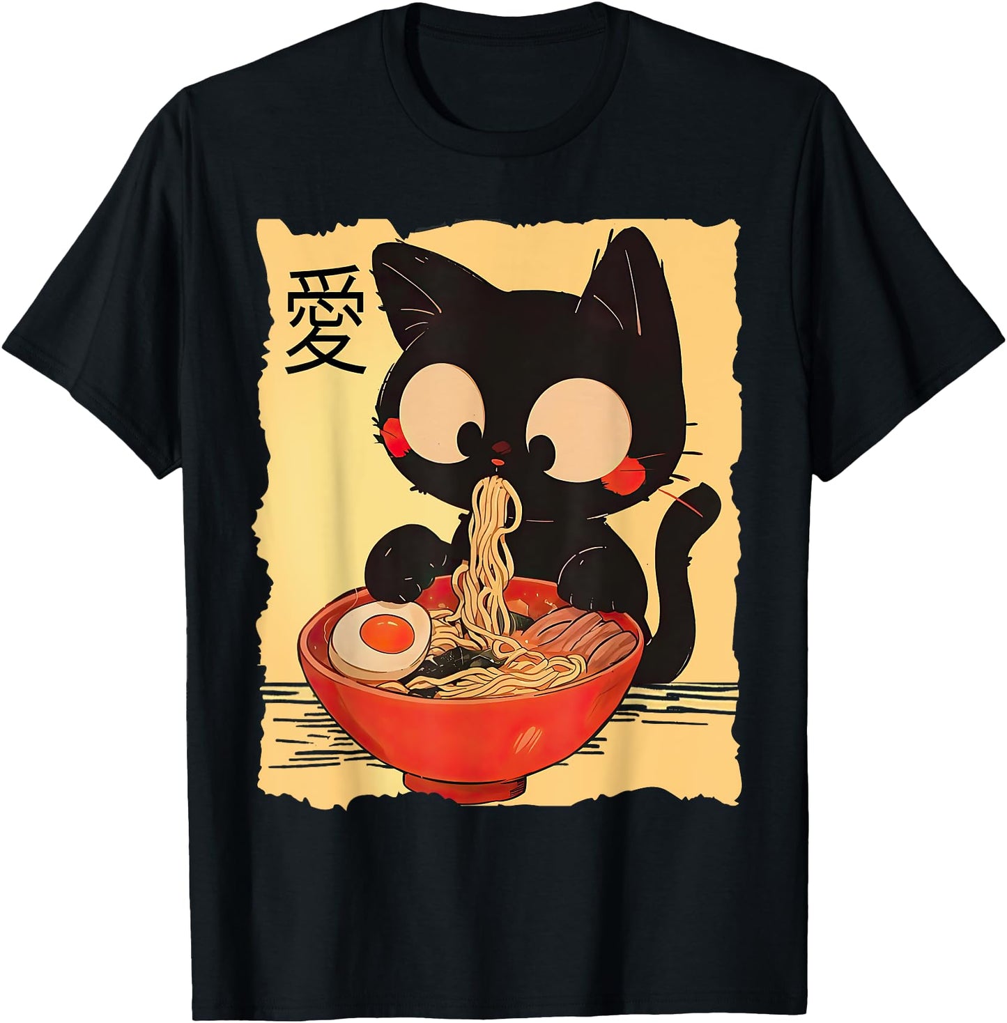 Funny Cat Ramen Graphic Tee Japanese Kawaii Anime Cat