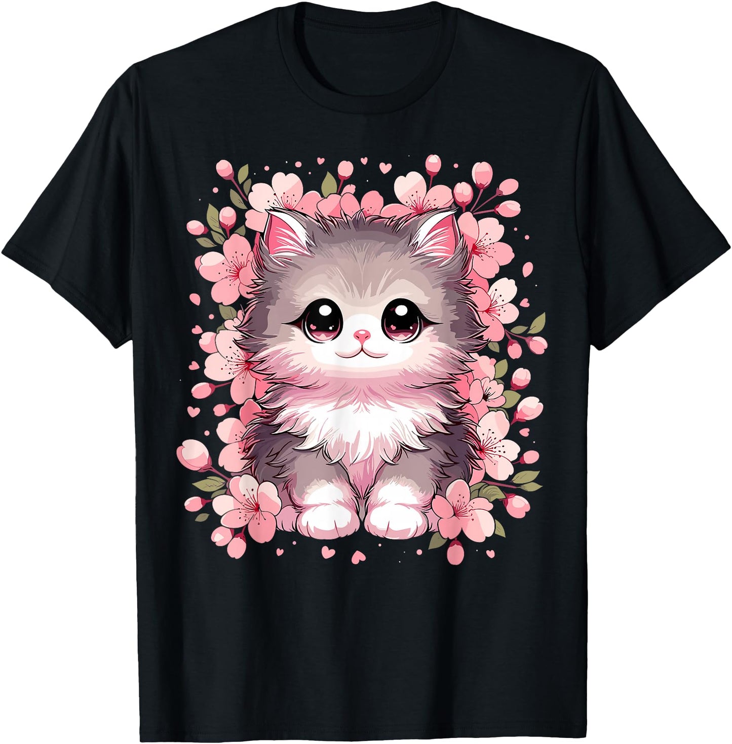 Cute Kawaii Cat With Cherry Blossoms Cat