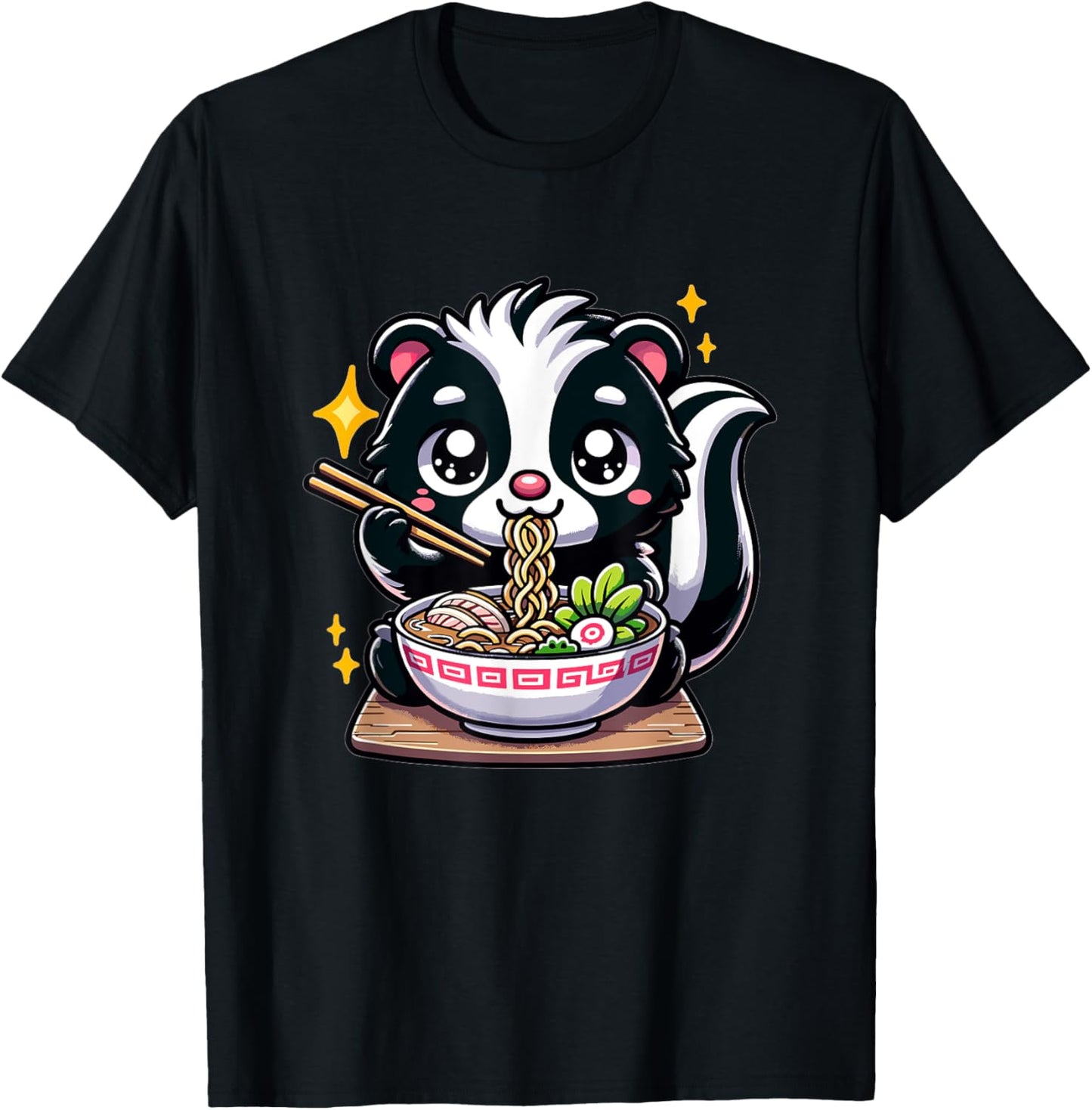 Cute Japanese Kawaii Chibi Skunk Eating Ramen
