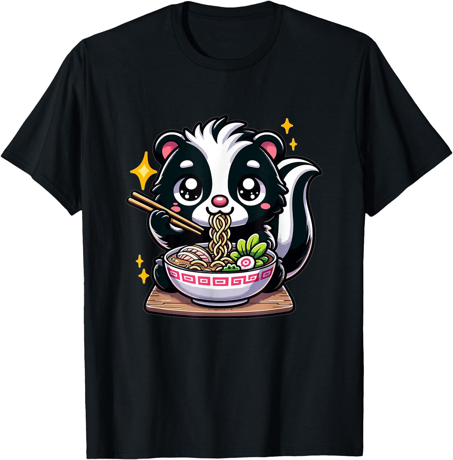 Cute Japanese Kawaii Chibi Skunk Eating Ramen