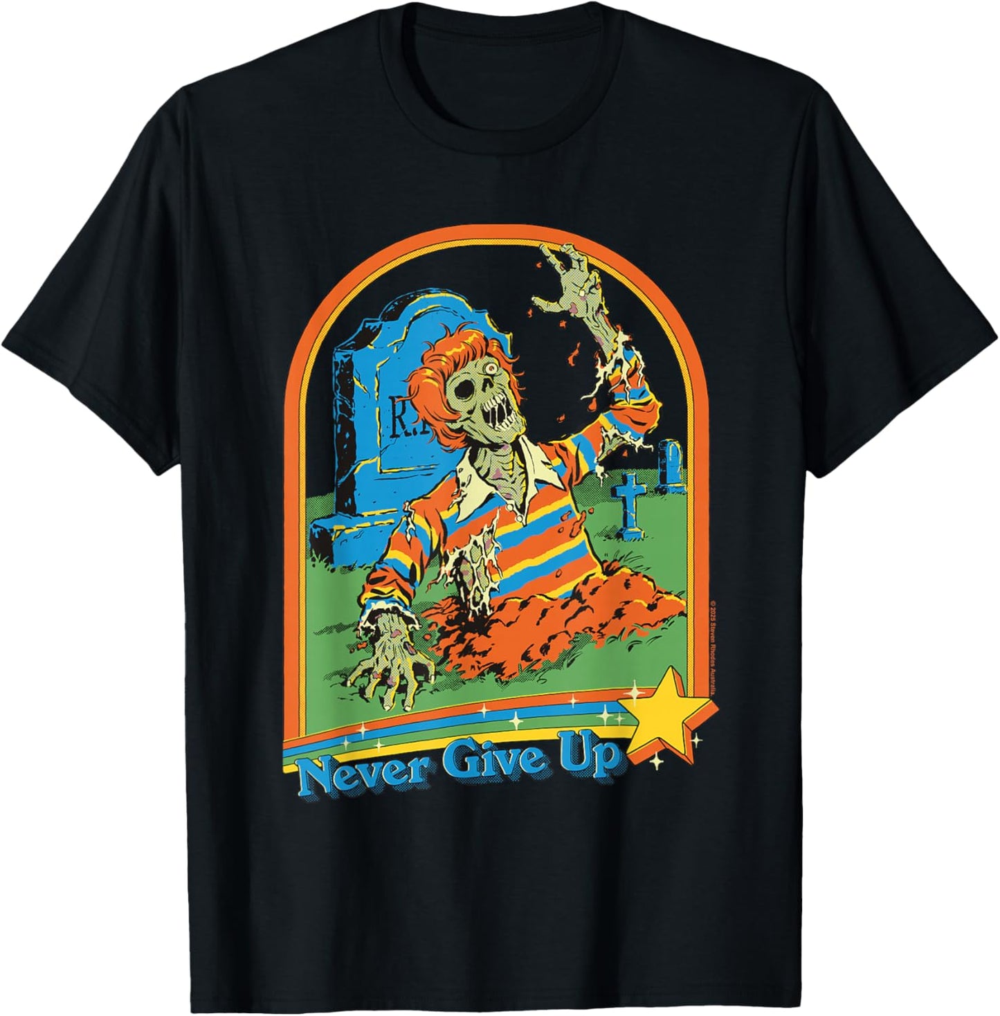 Never Give Up Zombie Sarcastic Retro Funny Adult Humor