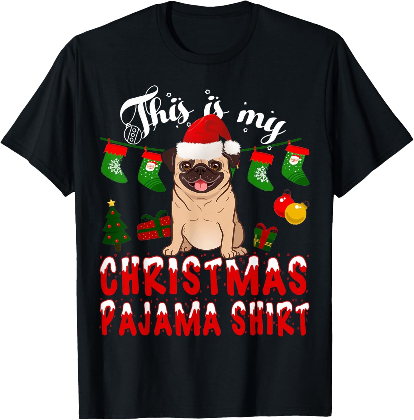 This Is My Christmas Pyjama Shirt Pug Gift Kid Xmas