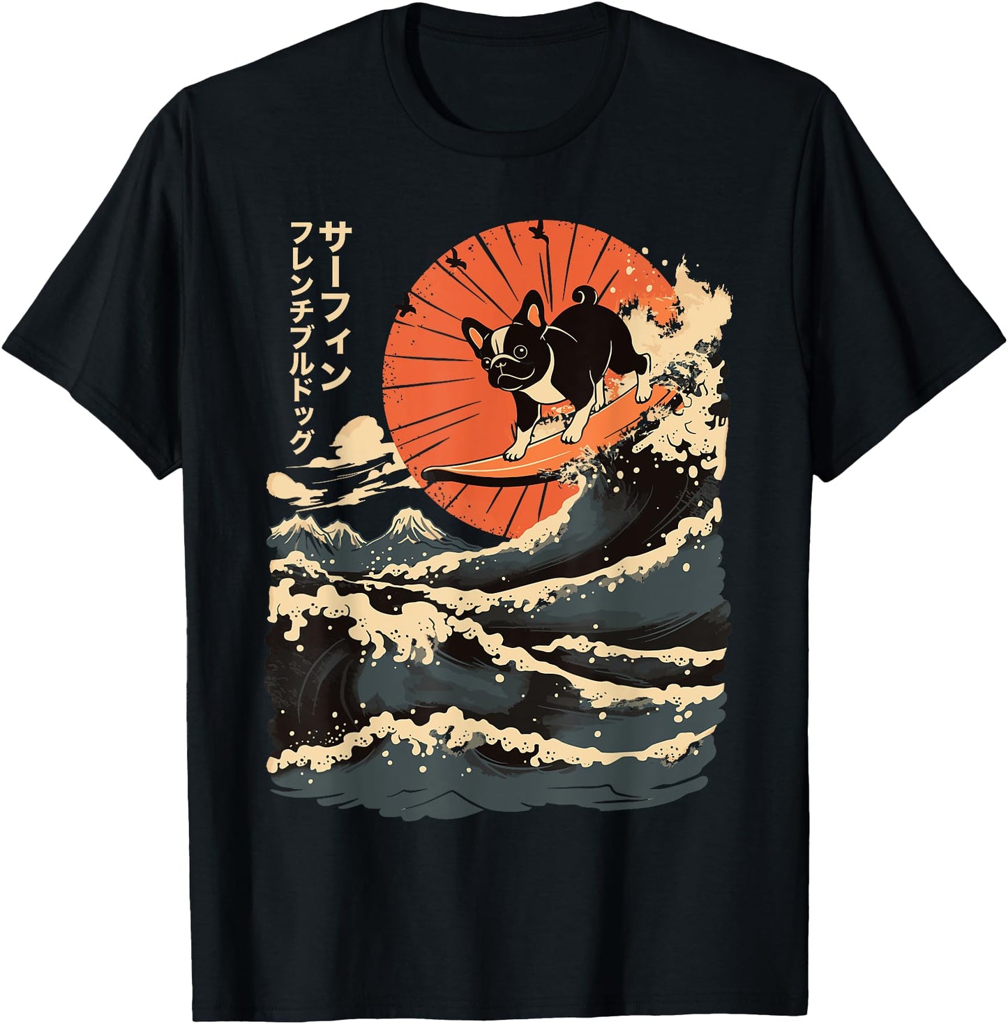 French Bulldog Surfing Japanese Men Women Girls
