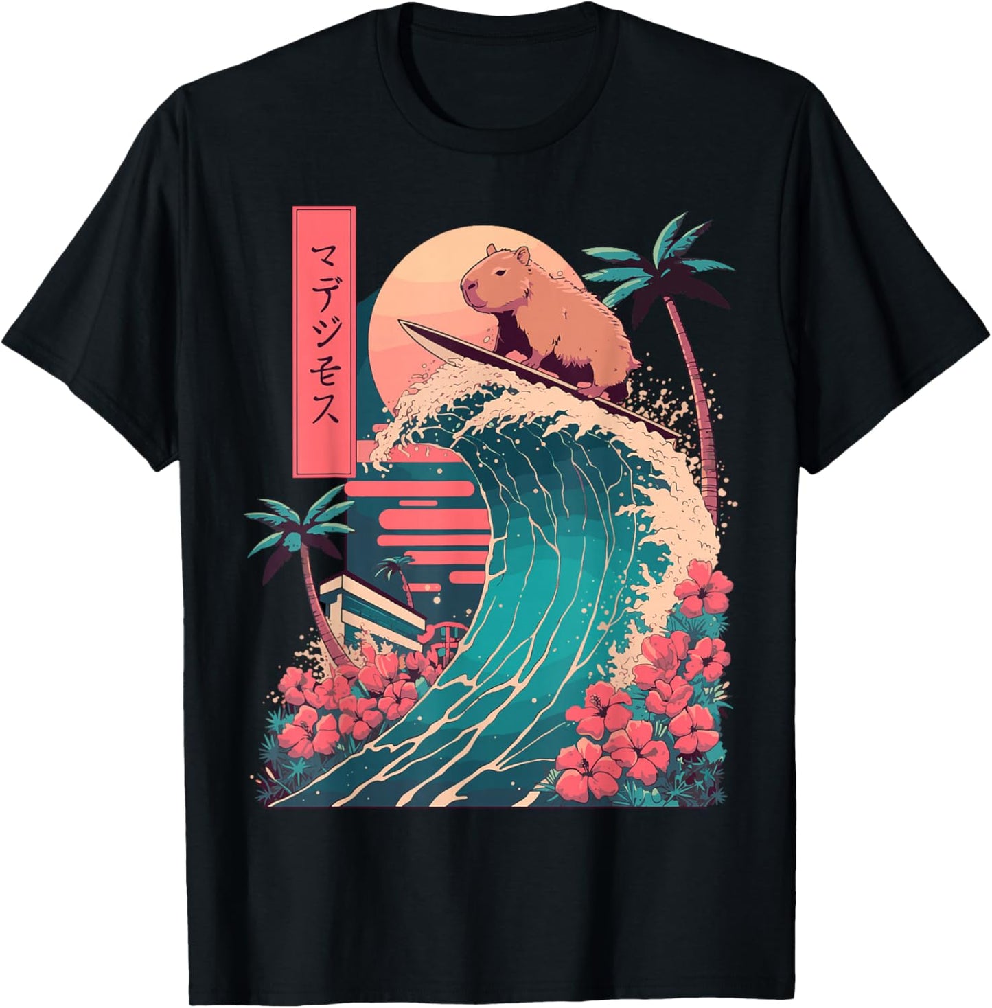 Japanese Capybara Surfing Wave Great Wave Japan
