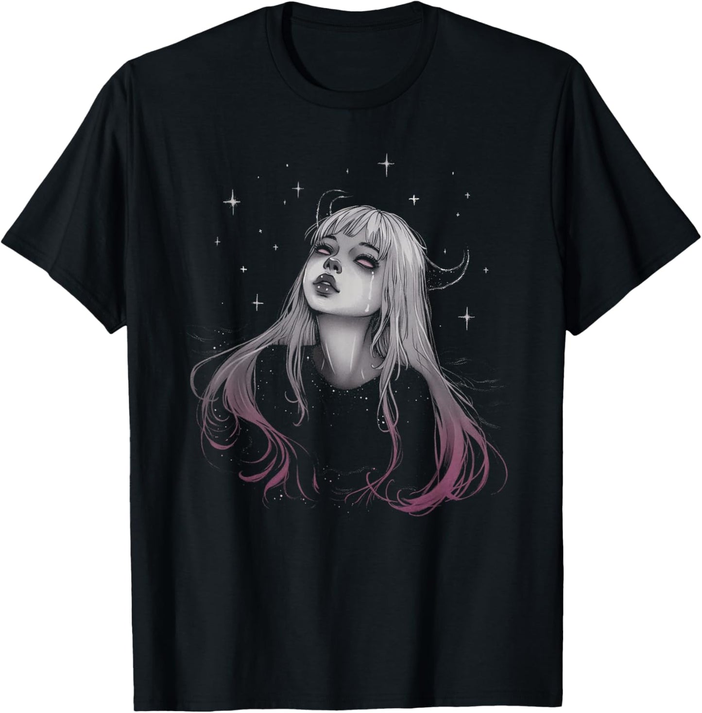 Sad Girl Demon Stars Pastel Goth Alt Pink Crying Aesthetic