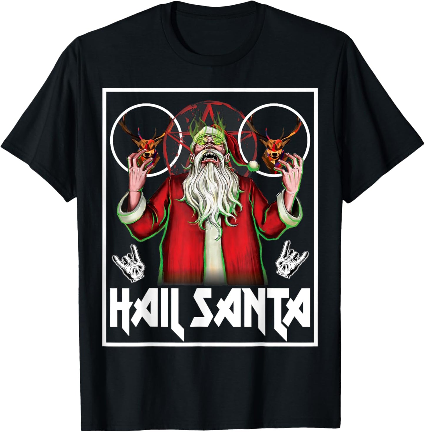 Hail Santa Sleigher Heavy Metal Ugly Christmas Shirt