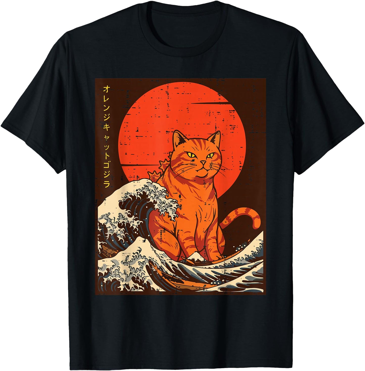 Orange Cat Monster Catzilla Wave Japanese Art Women Men