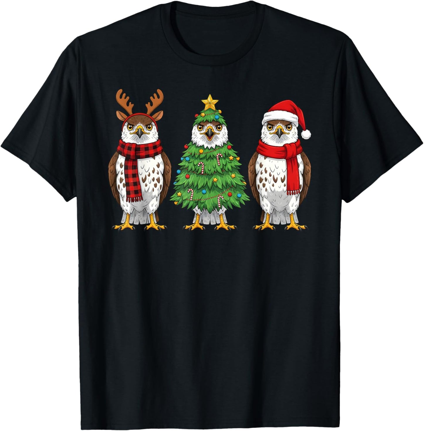Retro Christmas Hawk Santa Reindeer