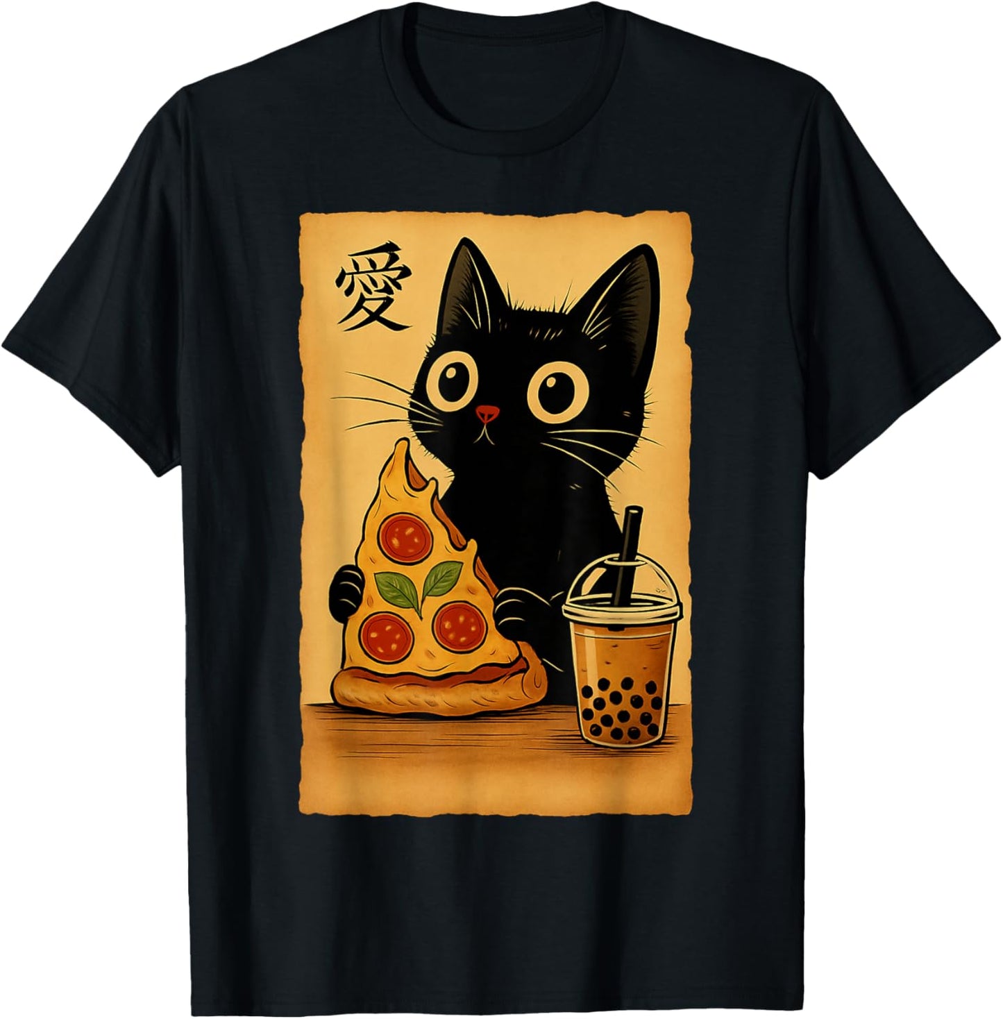 Japanese Kawaii Anime Cat Pizza Booba Tea Cat Eating Pizza