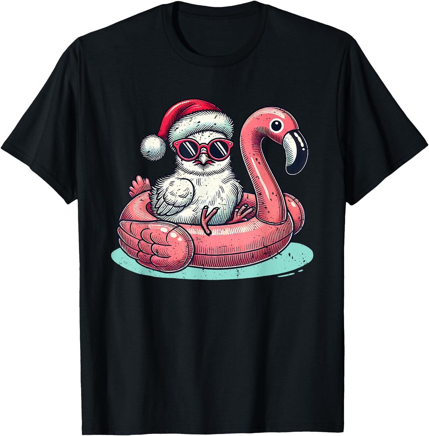 Christmas in July Silkie Chicken Mom Santa Flamingo Floatie