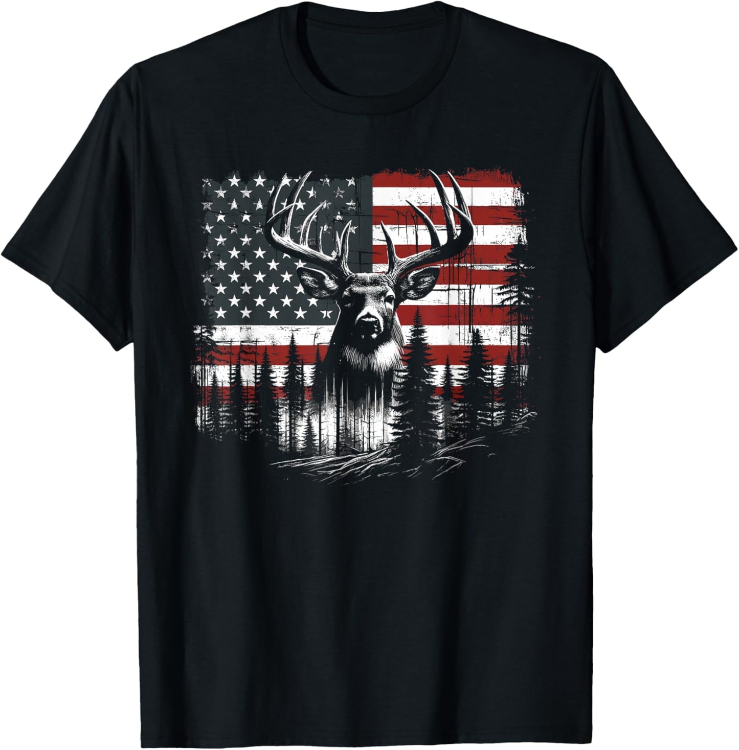 Deer Hunting American Flag Whitetail Buck Antlers