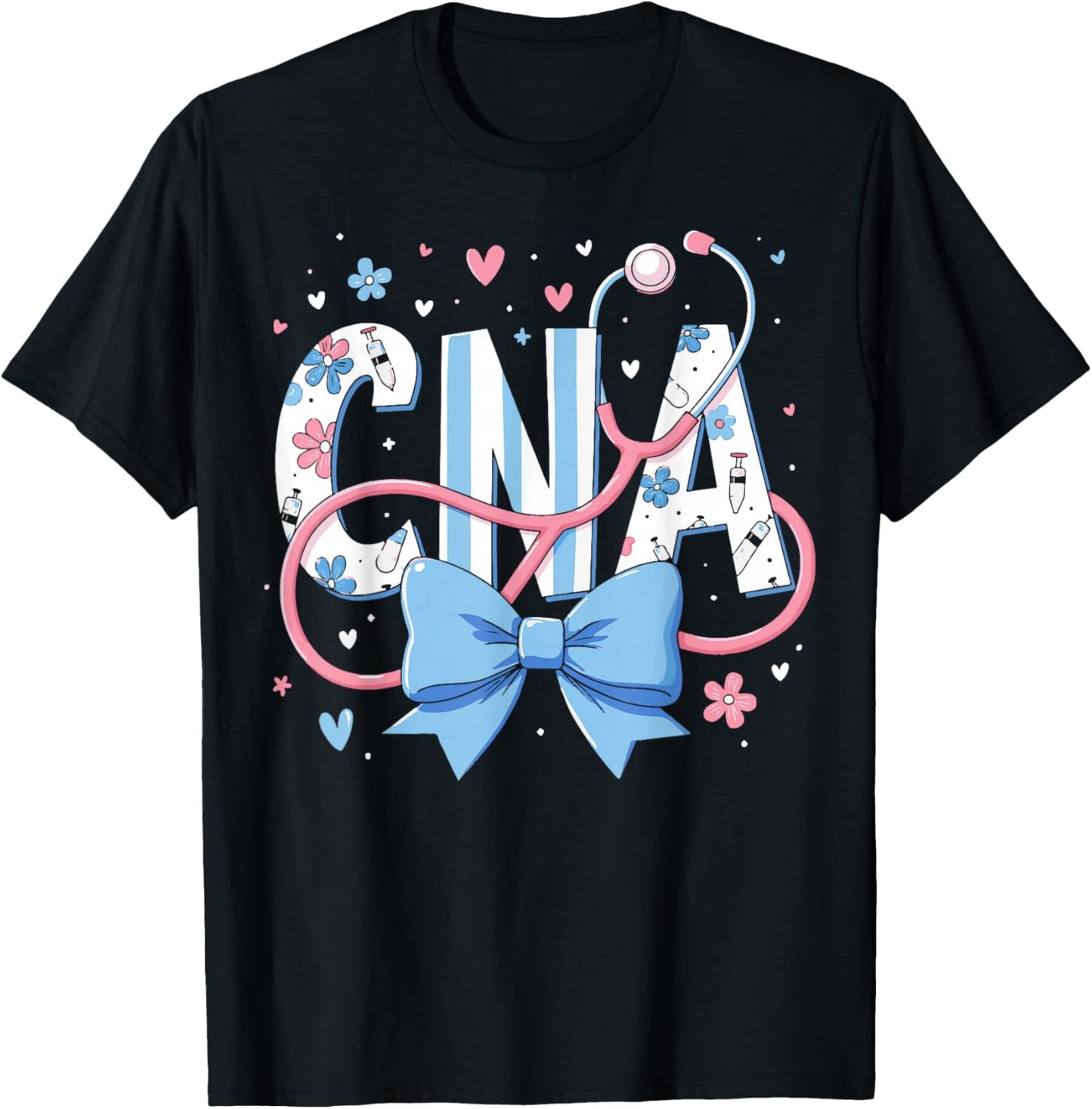 Coquette CNA Nurse Blue Floral Stethoscope Bow Cute Nurse