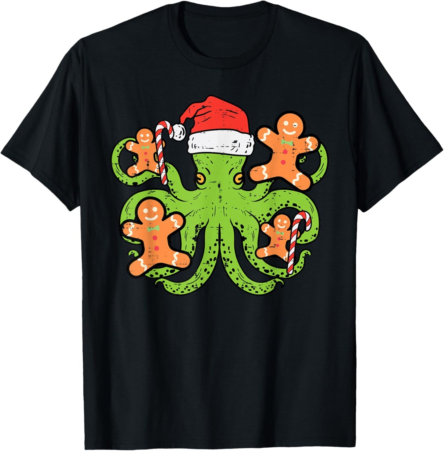 Christmas Octopus Santa Gingerbread Cute Xmas Men Women Kids