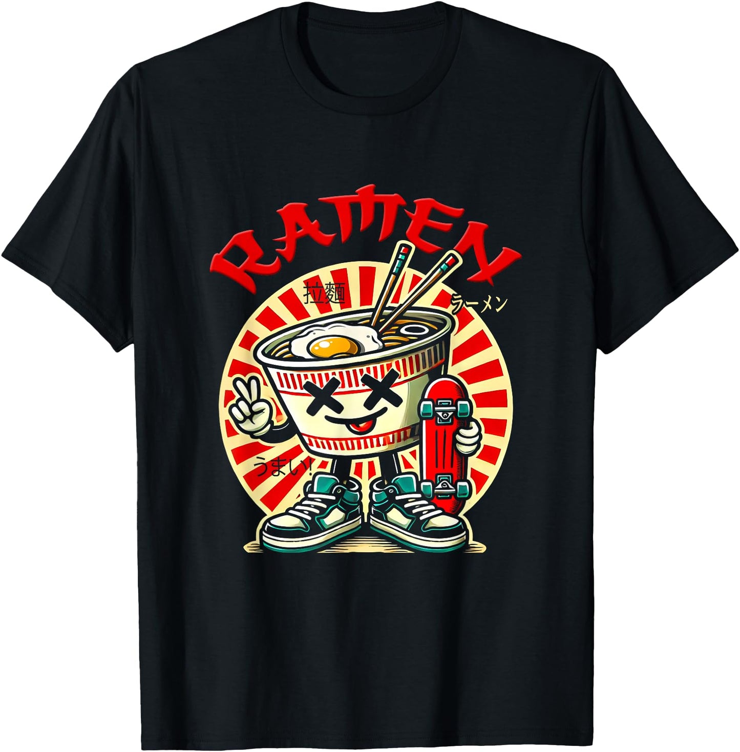 Cute Ramen Skater Tee Kawaii Anime Skateboard Lover Teens