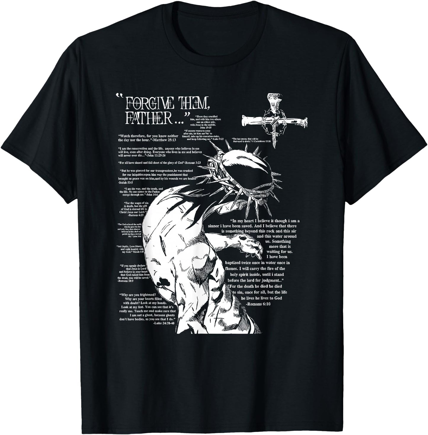 Forgive Them Father Anime Jesus Cross Tee
