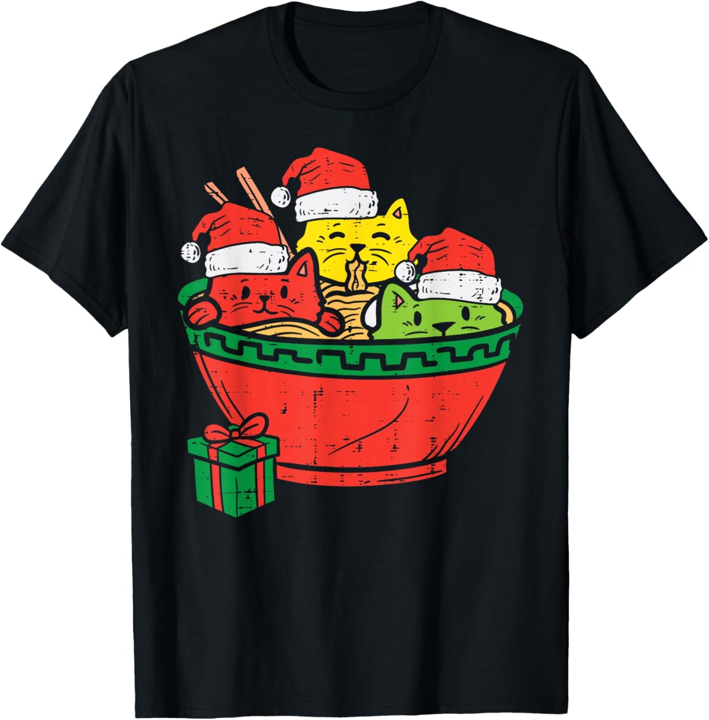 Santa Ramen Cats Anime Christmas Xmas Kids Girls Men Women