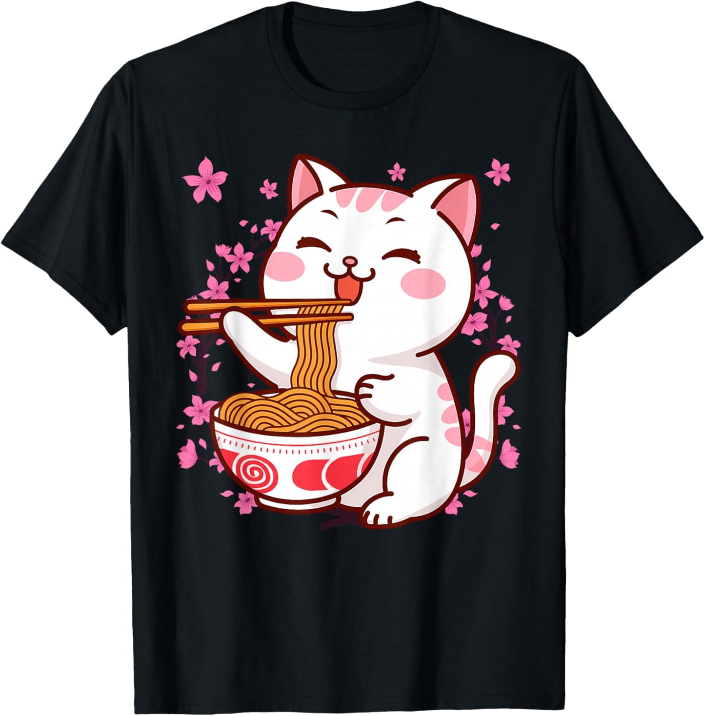 Pink Kawaii Cat Ramen Noodles Anime Japanese Cherry Blossom