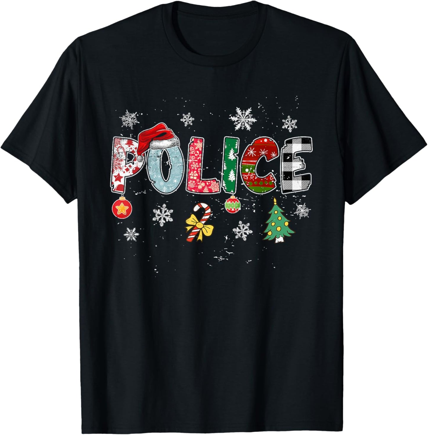 Police Christmas Santa Hat Funny Xmas Tree Plaid Pajama