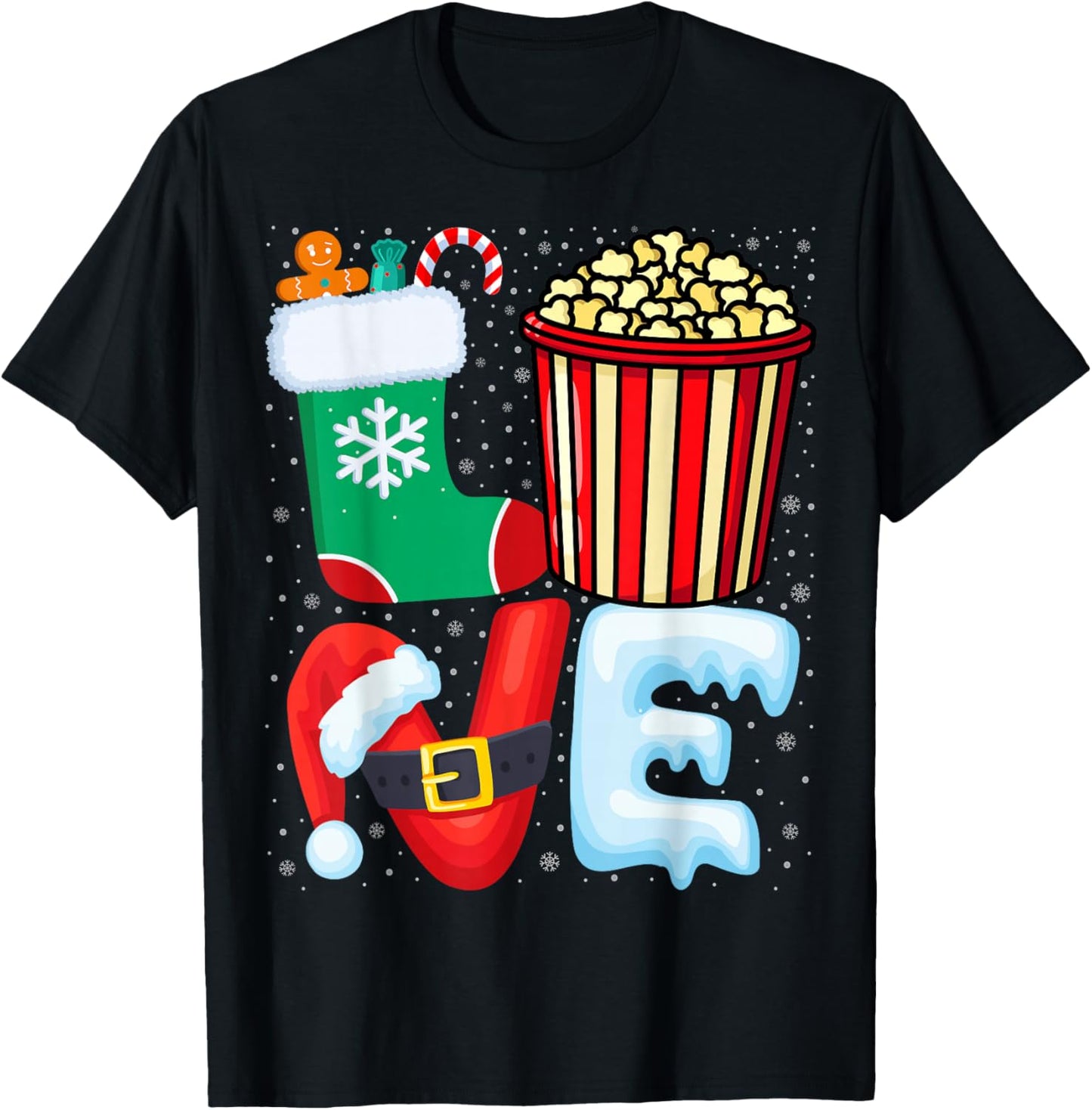 Popcorn Lover - Popcorn Wearing Santa Hat Christmas Xmas