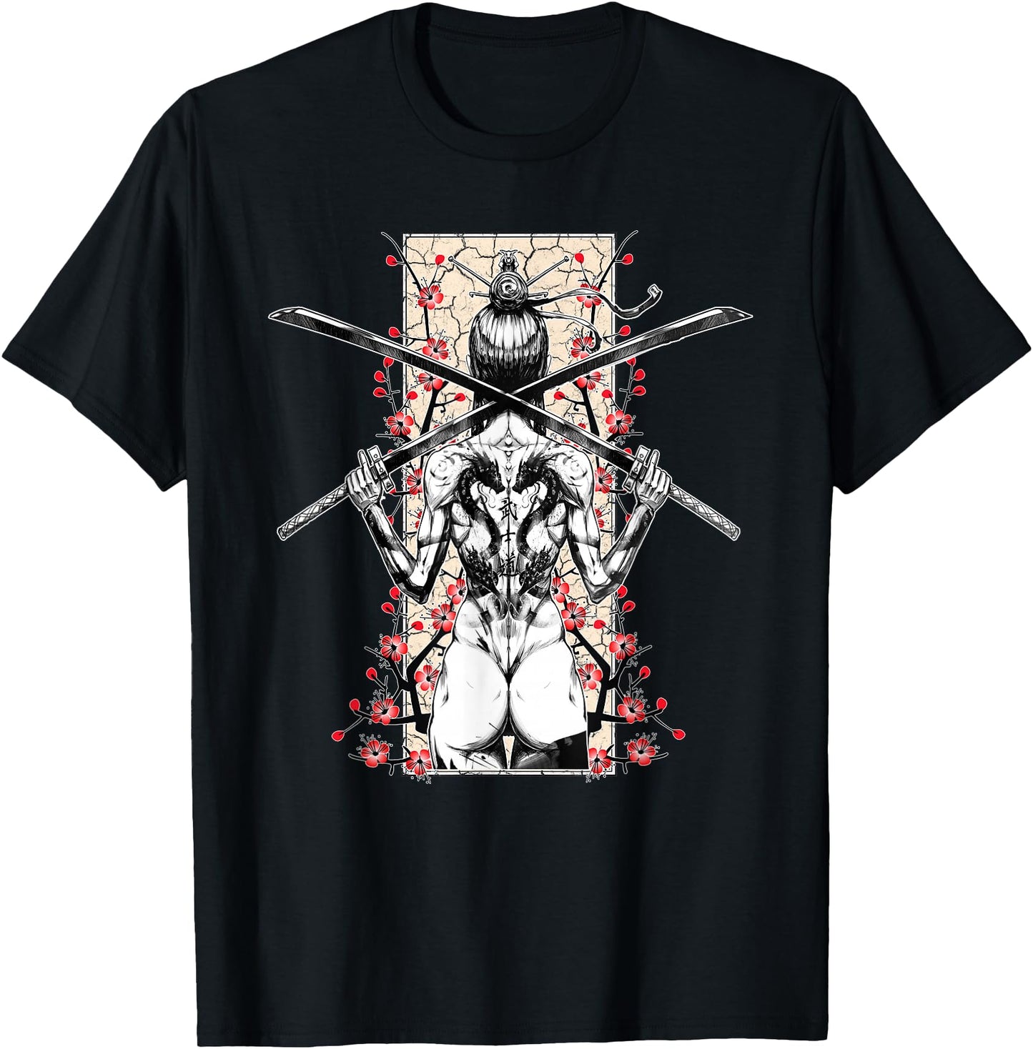 Japanese Samurai Girl and Vintage Sakura Cherry Blossom Gift