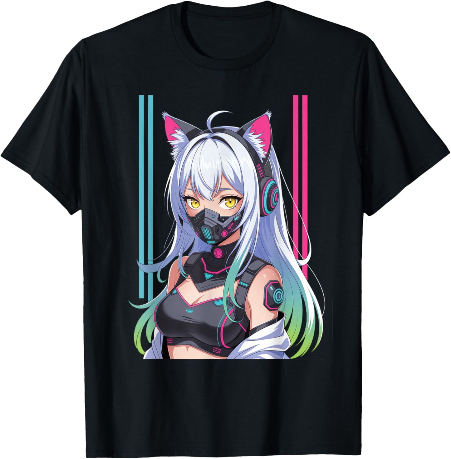 Cyberpunk Girl With Mask Sci-fi Anime Manga Cat Ears Girl