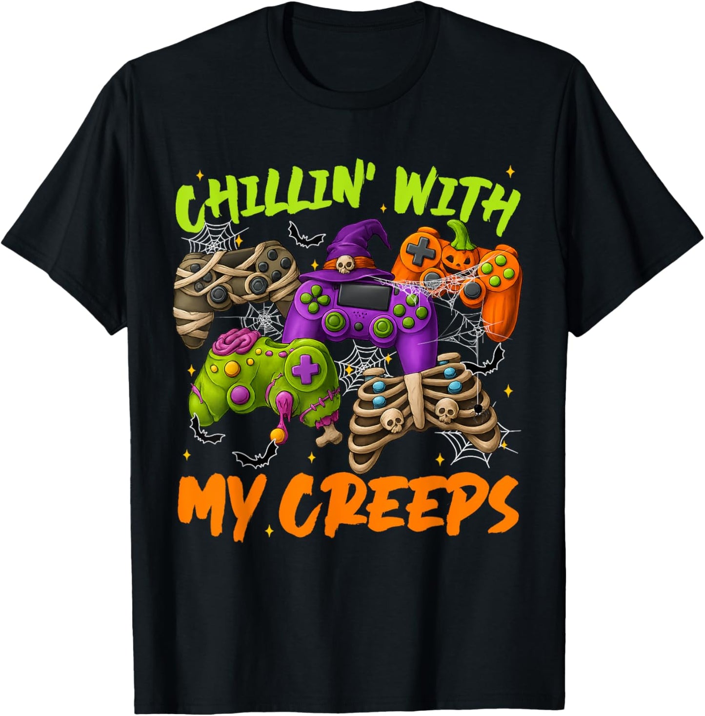 Chillin With My Creeps Spooky Game Controller Halloween Men T-Shirt