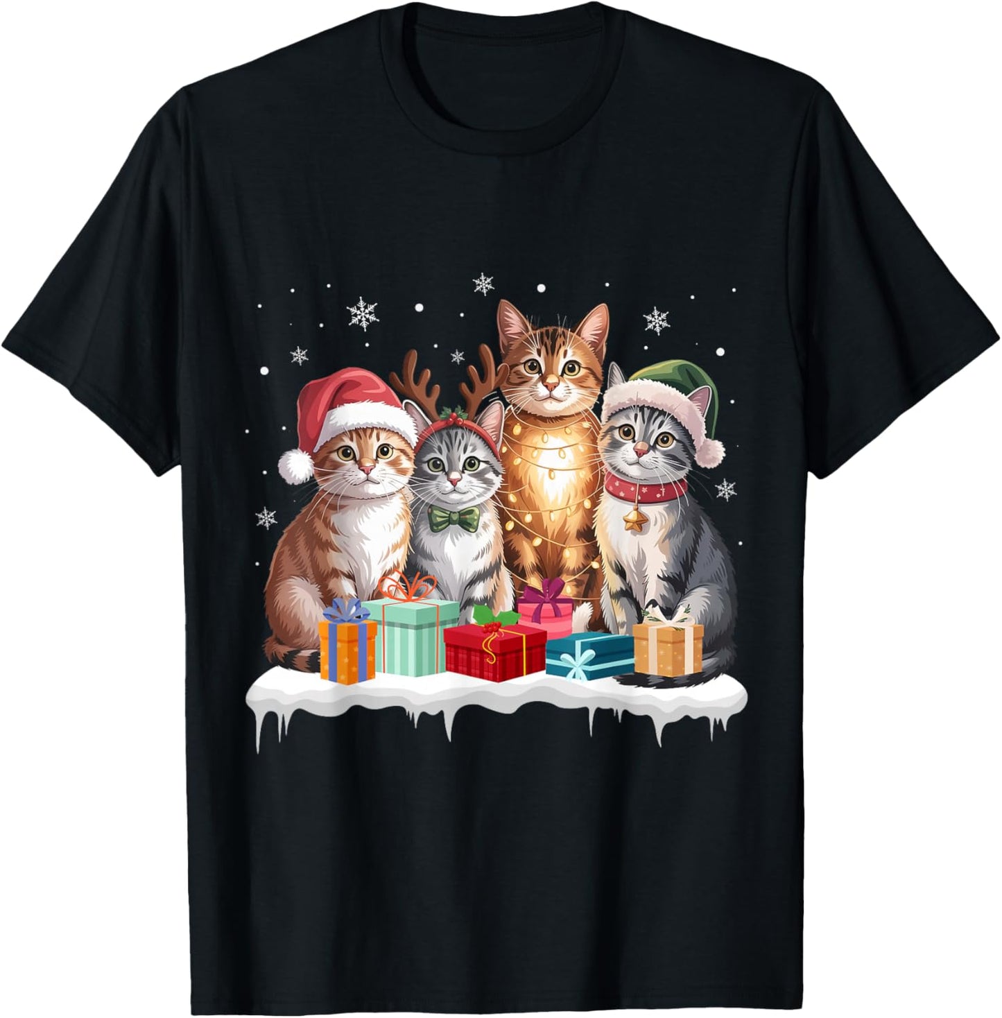Cute Cat Christmas Tree Santa Xmas Lights Cats Kitten Lover
