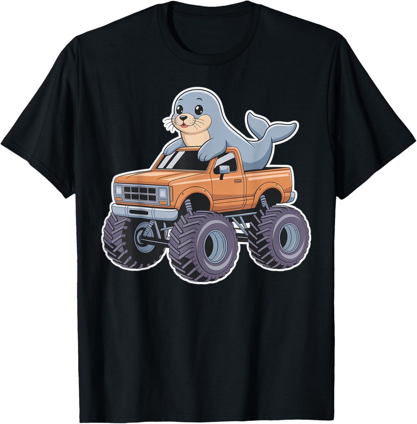 Cute Chibi Monster Truck With Seal