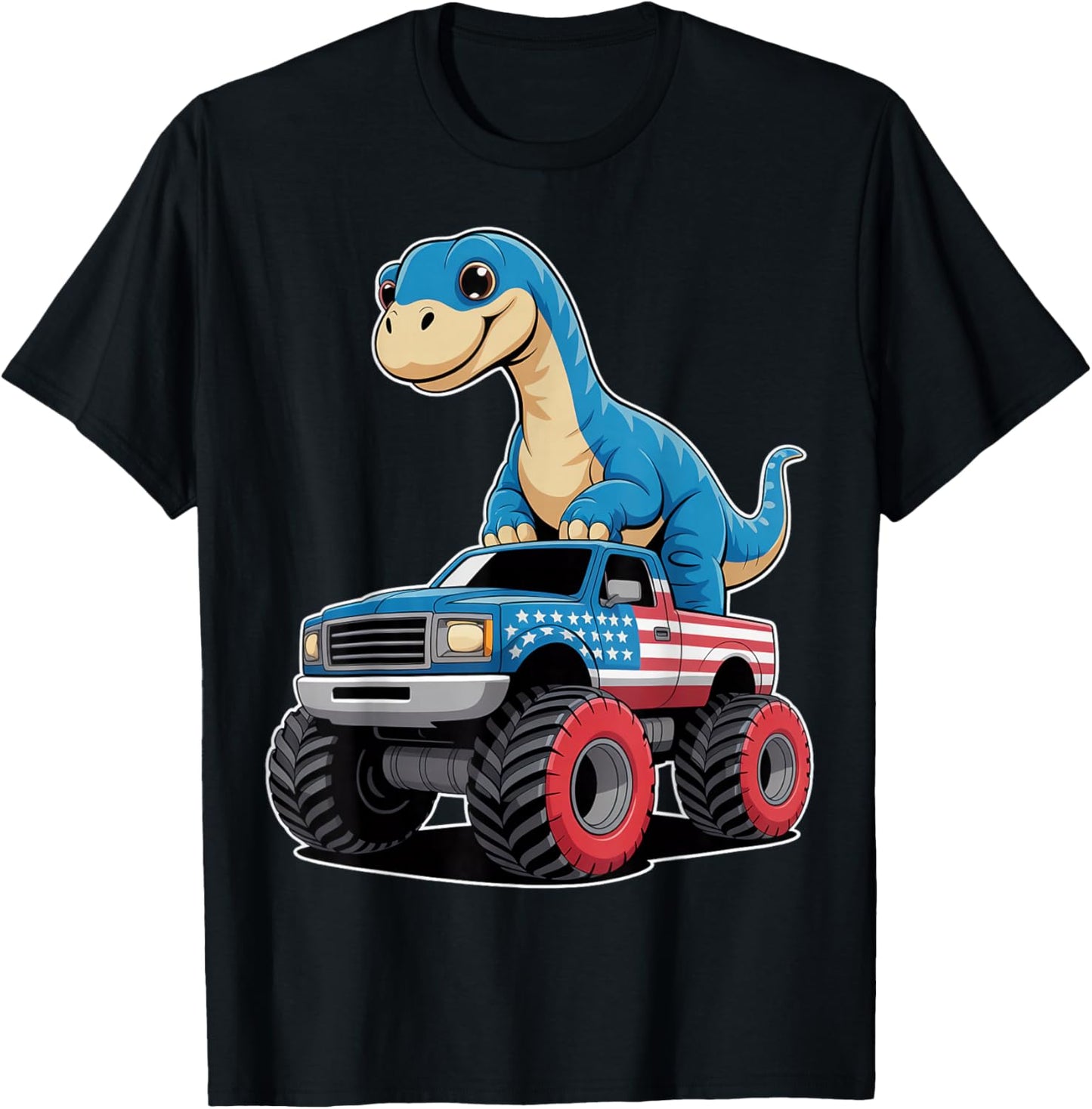 Patriotic Chibi Truck With Dinosaur