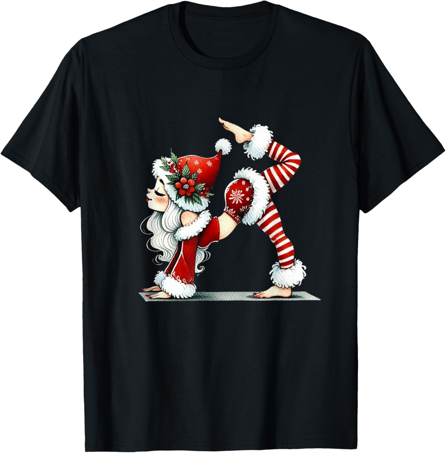 Pilates Santa Girl Christmas Workout Funny Flexible Xmas