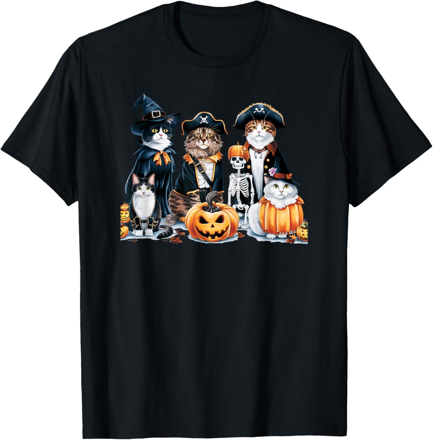Cats in Costumes Fall season Halloween fun cat tee T-Shirt for Men Women Kids