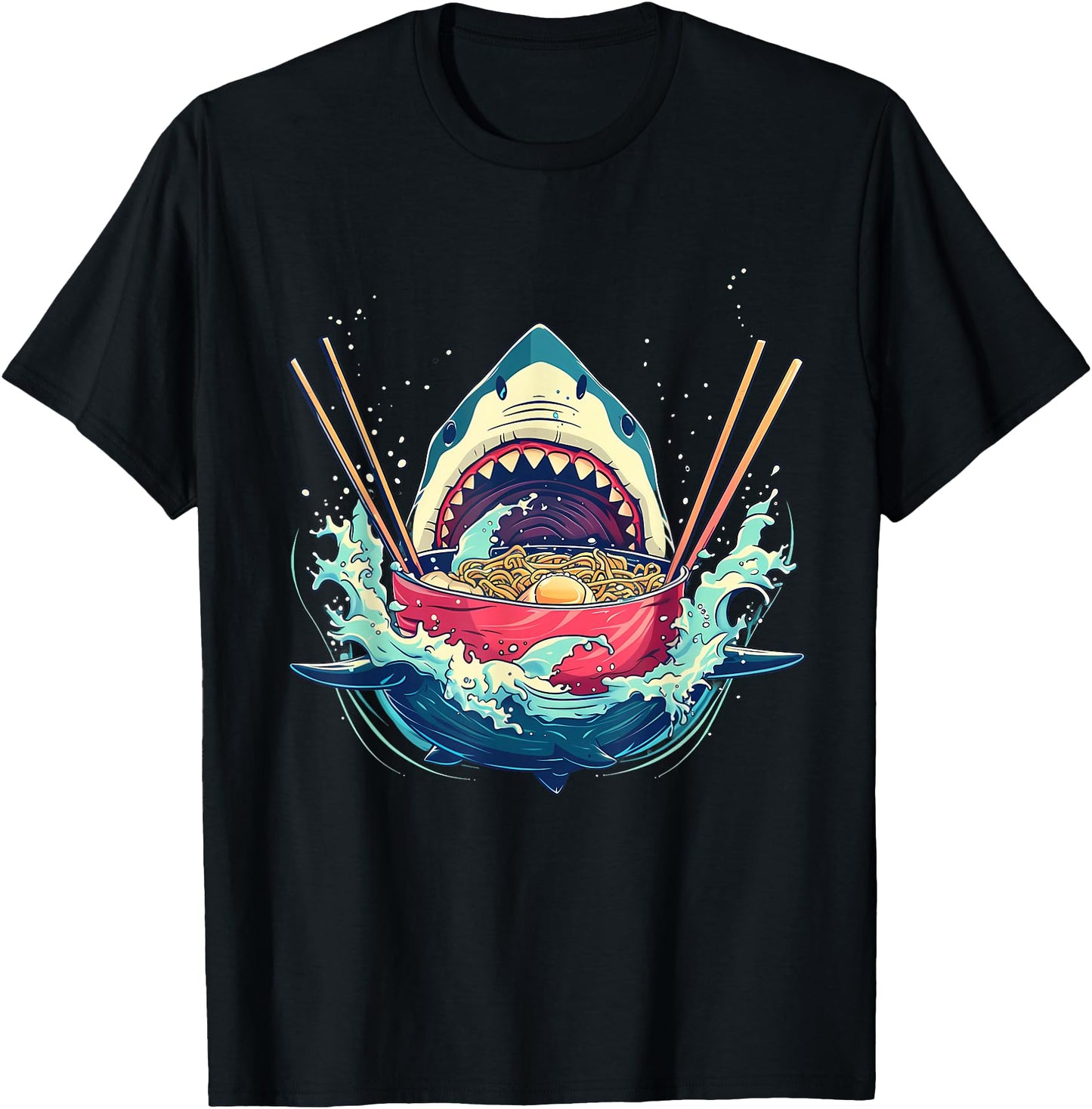 Shark Eating Ramen Noodles Japanese Noodles Shark Ramen Bowl