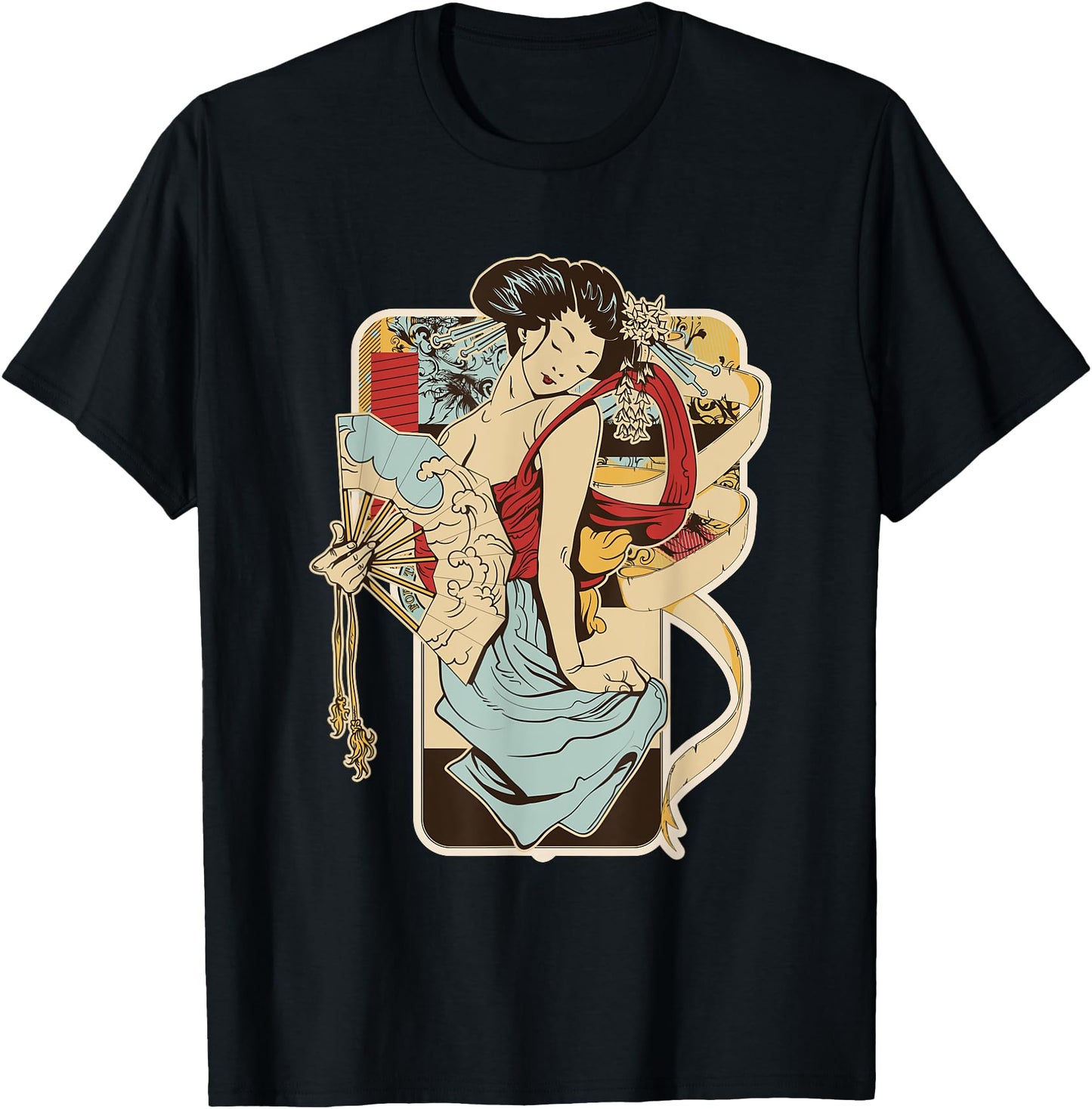 Geisha girl fuji mountain Traditional japanese Vintage art