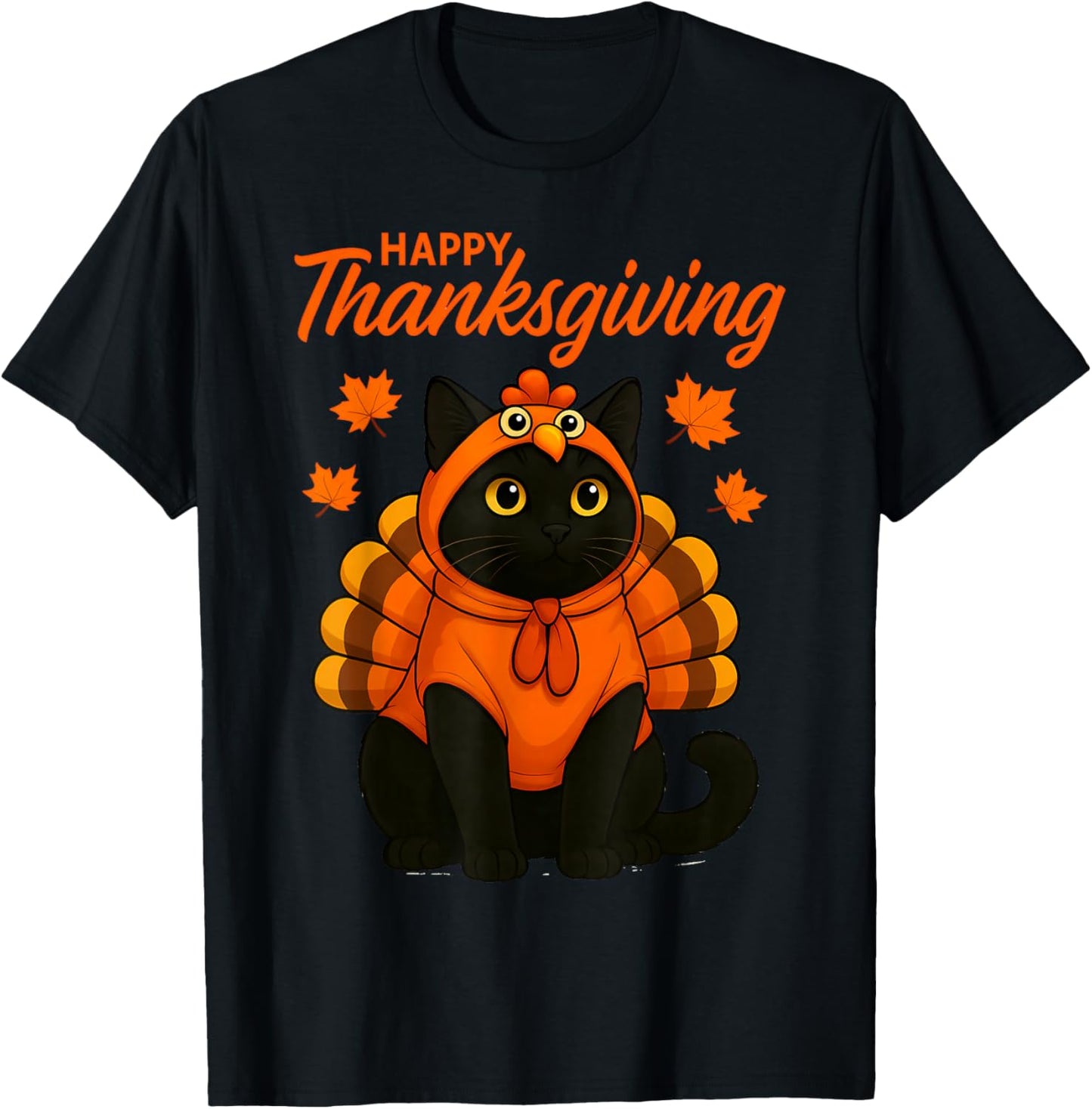 Cute Black Cat Turkey Happy Thanksgiving Fall Meow Cat Lover