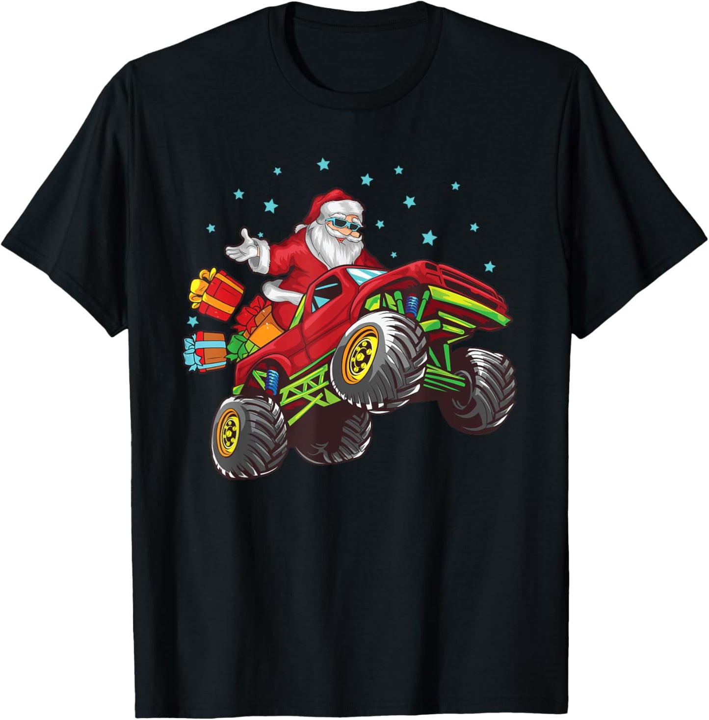Santa Christmas Riding Monster Truck Boys Kids Family Xmas