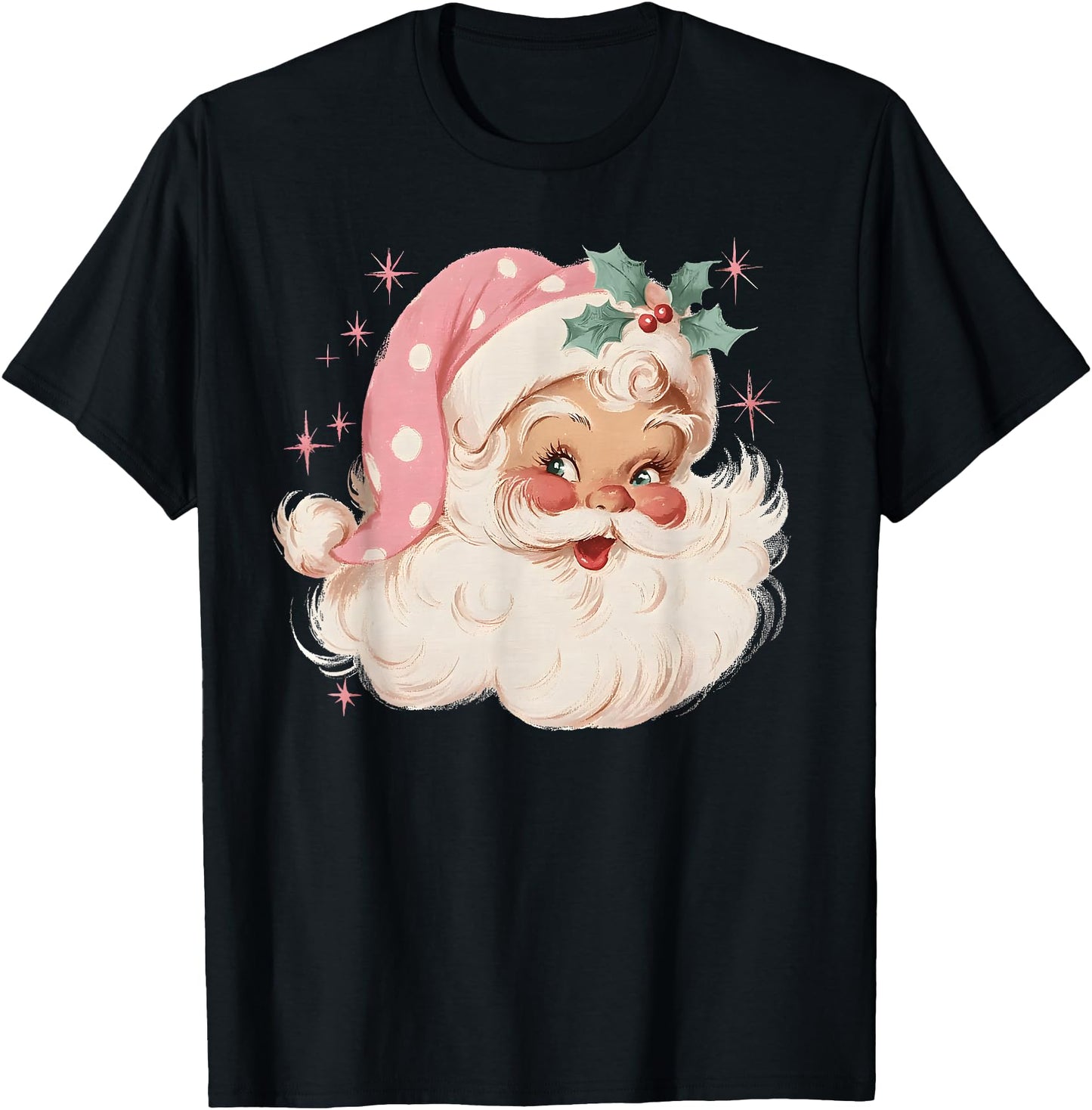 Pink Christmas Santa Claus Face Xmas Vintage Pink Santa