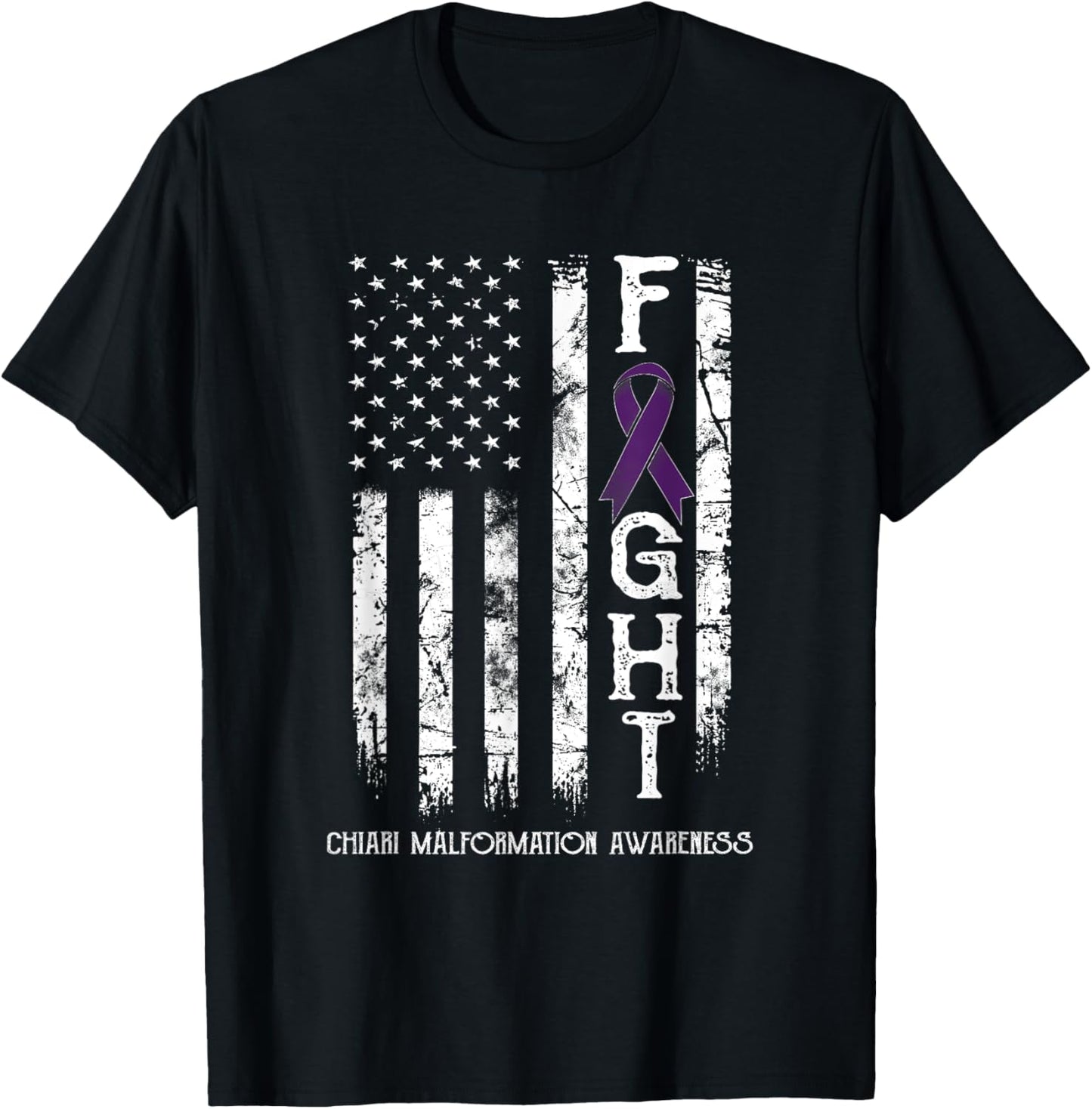 Chiari Malformation Warrior US Flag T-Shirt