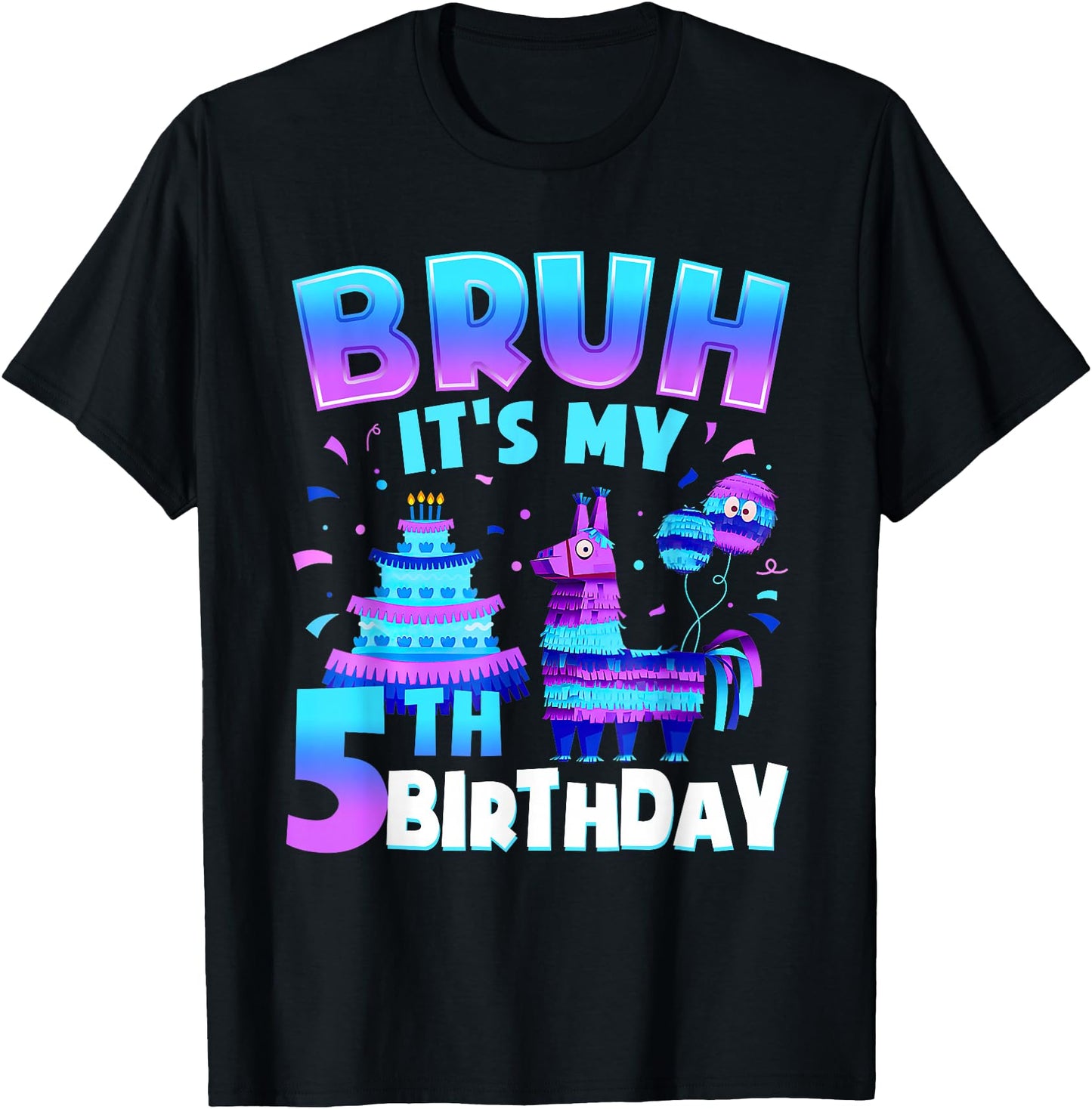 Bruh It's My 5th Birthday Llama Gamer 5 Years Old Boy Kid